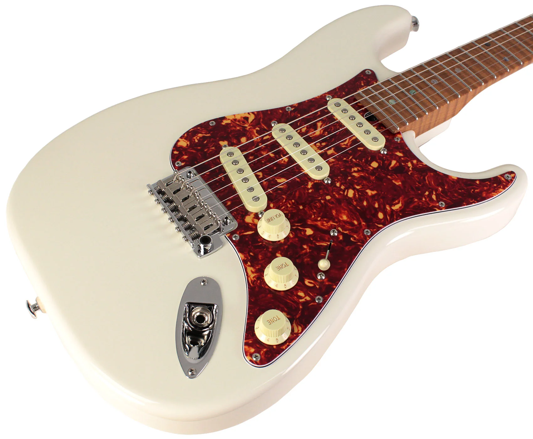 Suhr Select Classic S Guitar, Roasted Flamed Neck, Olympic White, Maple - Image 2
