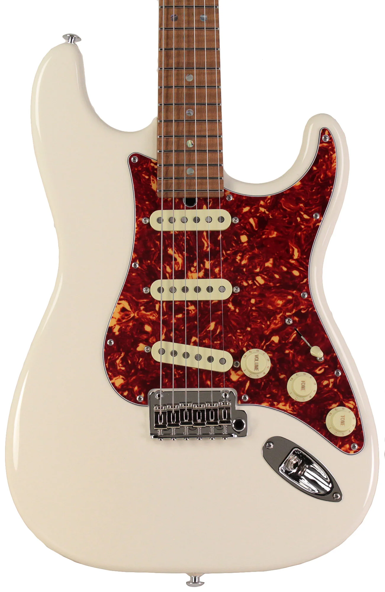 Suhr Select Classic S Guitar, Roasted Flamed Neck, Olympic White, Maple - Image 6