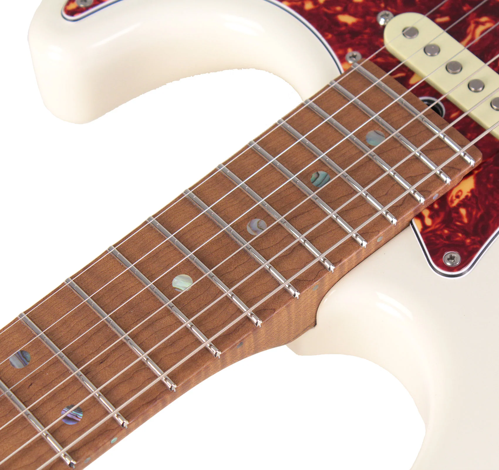 Suhr Select Classic S Guitar, Roasted Flamed Neck, Olympic White, Maple - Image 8