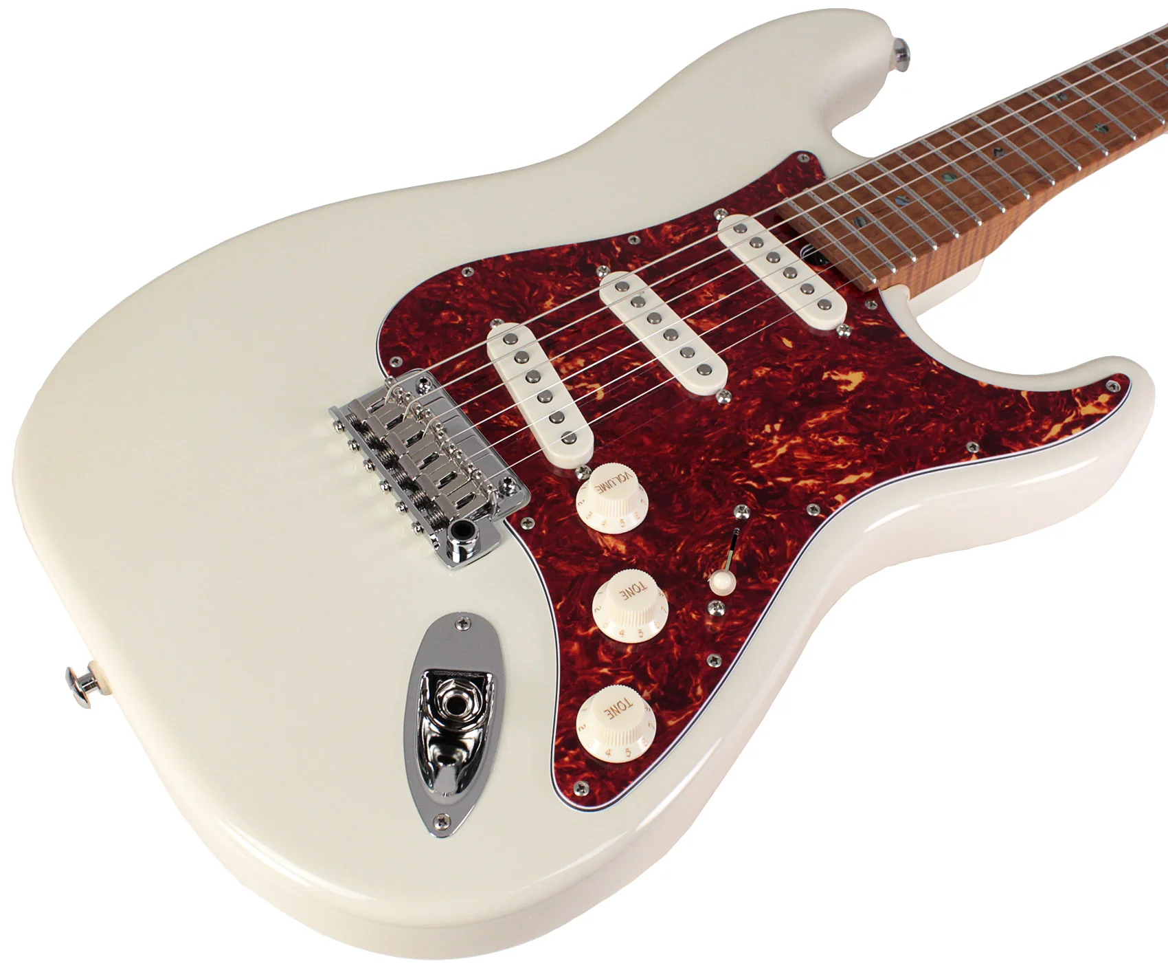 Suhr Select Classic S Guitar, Roasted Flamed Neck, Olympic White, Maple - Image 2