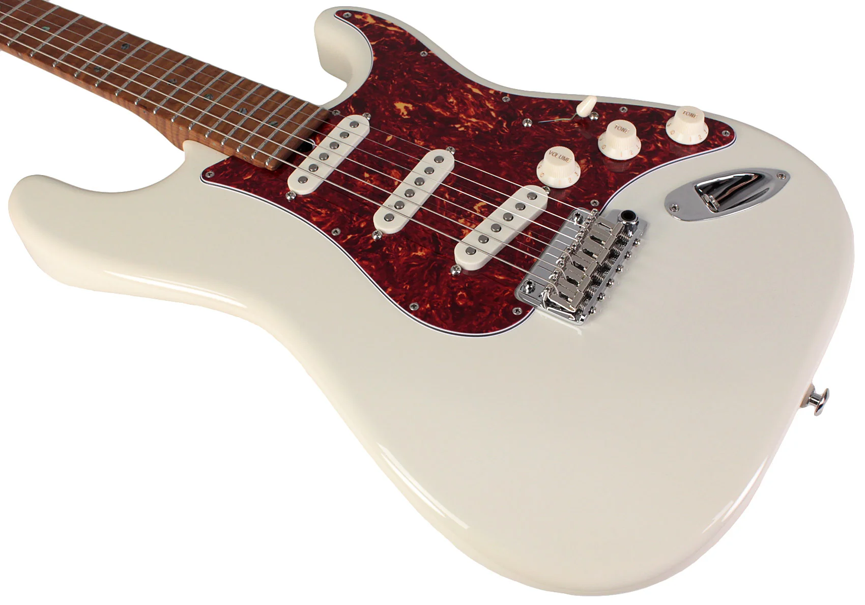 Suhr Select Classic S Guitar, Roasted Flamed Neck, Olympic White, Maple - Image 4