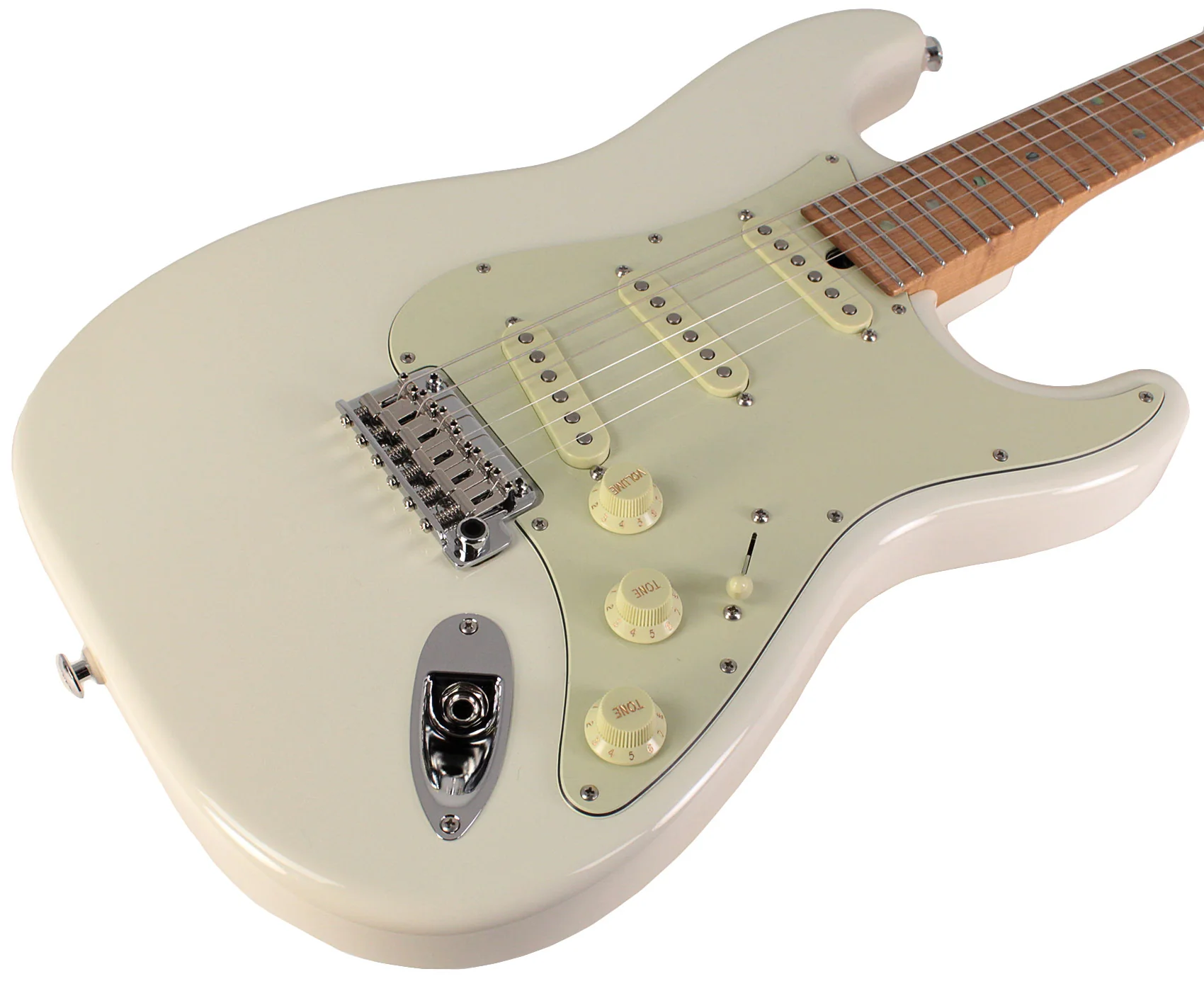 Suhr Select Classic S Guitar, Roasted Flamed Neck, Olympic White, Maple - Image 2