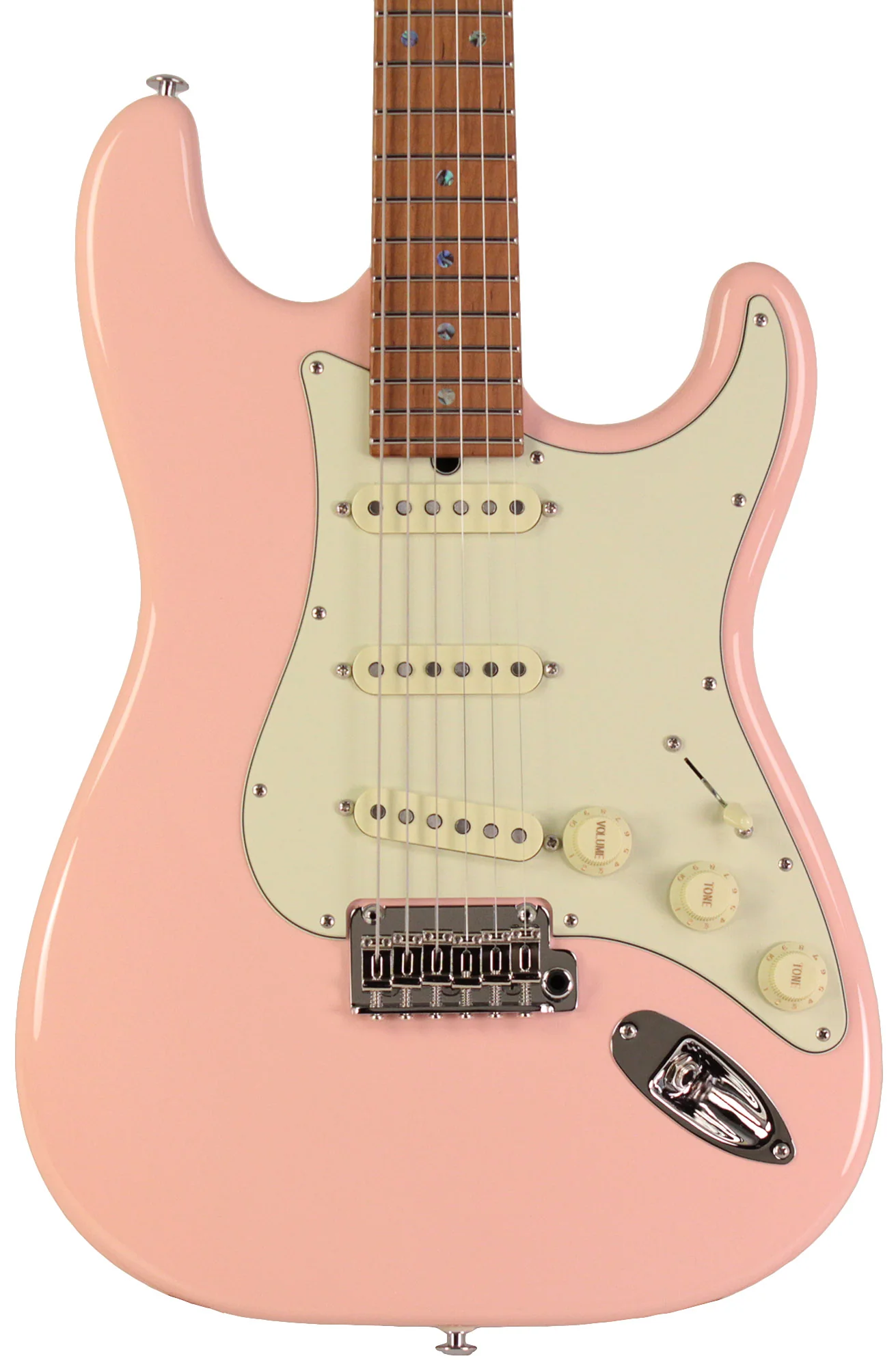 Suhr Select Classic S Guitar, Roasted Flamed Neck, Shell Pink, Maple - Image 6
