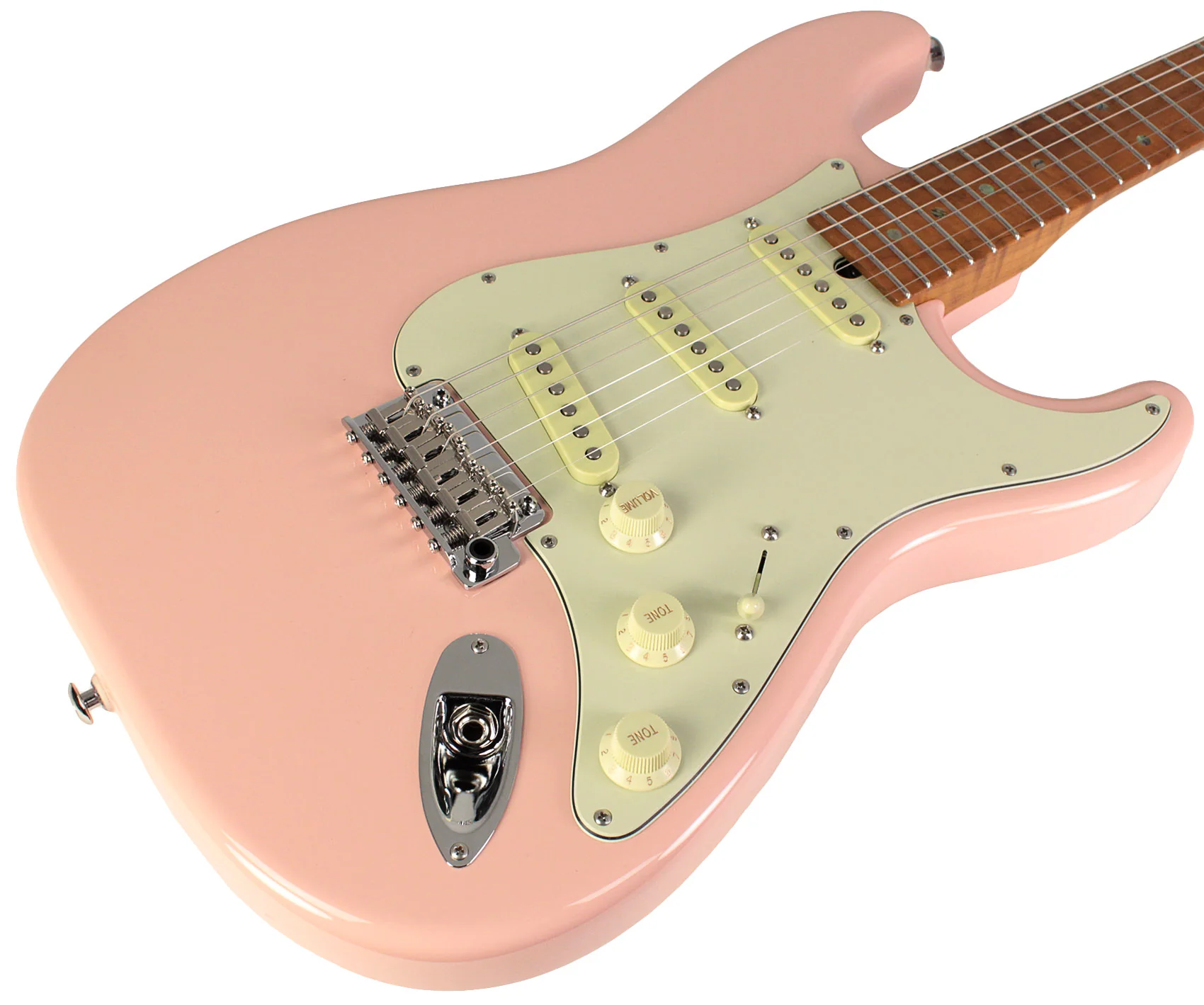 Suhr Select Classic S Guitar, Roasted Flamed Neck, Shell Pink, Maple - Image 2
