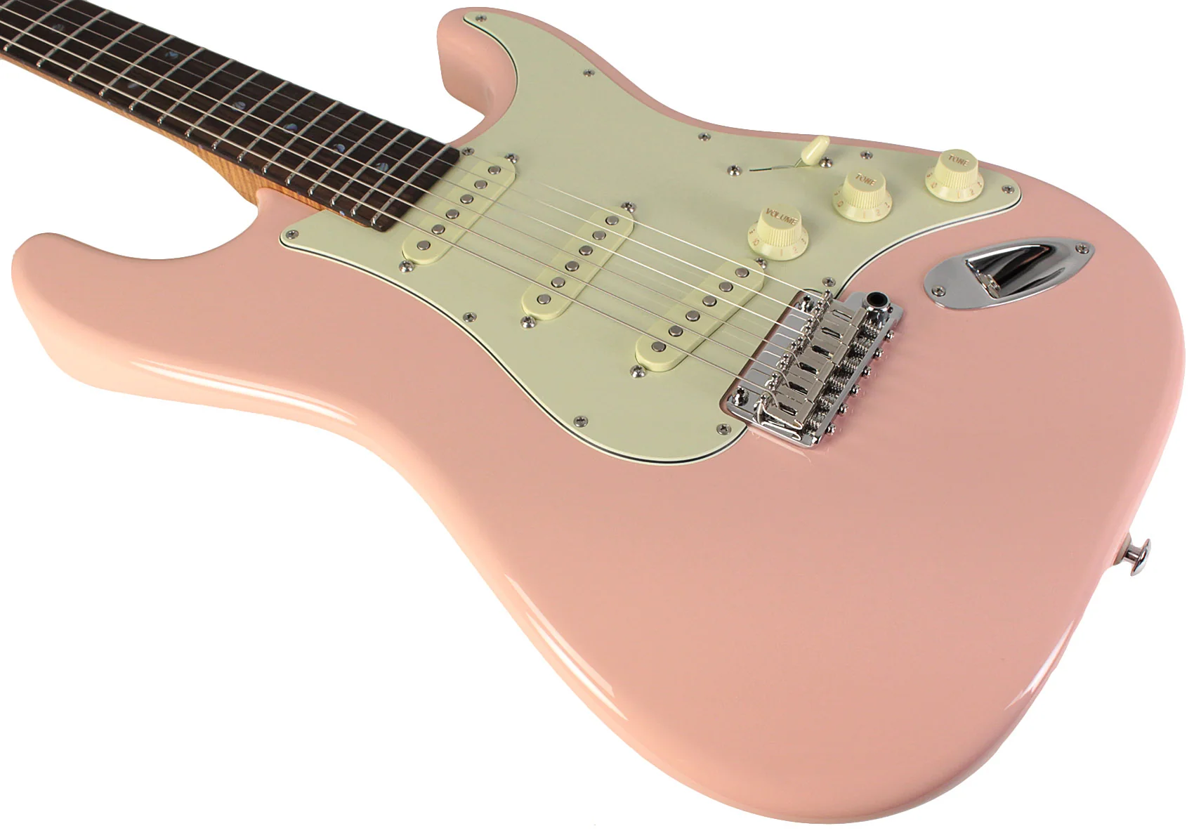 Suhr Select Classic S Guitar, Roasted Flamed Neck, Shell Pink, Rosewood - Image 4