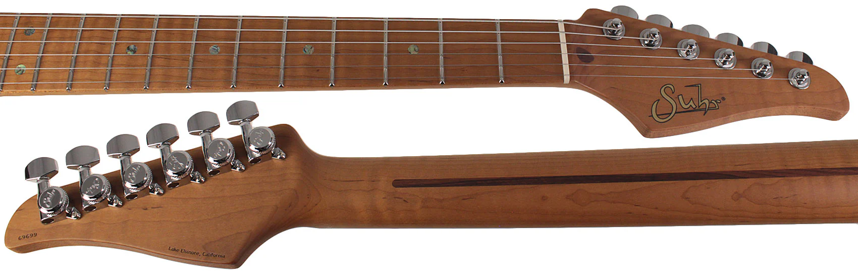 Suhr Select Classic S Guitar, Roasted Flamed Neck, Sonic Blue, Maple - Image 8