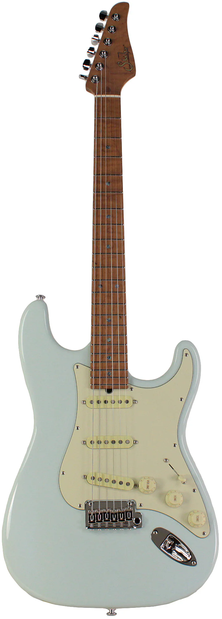 Suhr Select Classic S Guitar, Roasted Flamed Neck, Sonic Blue, Maple