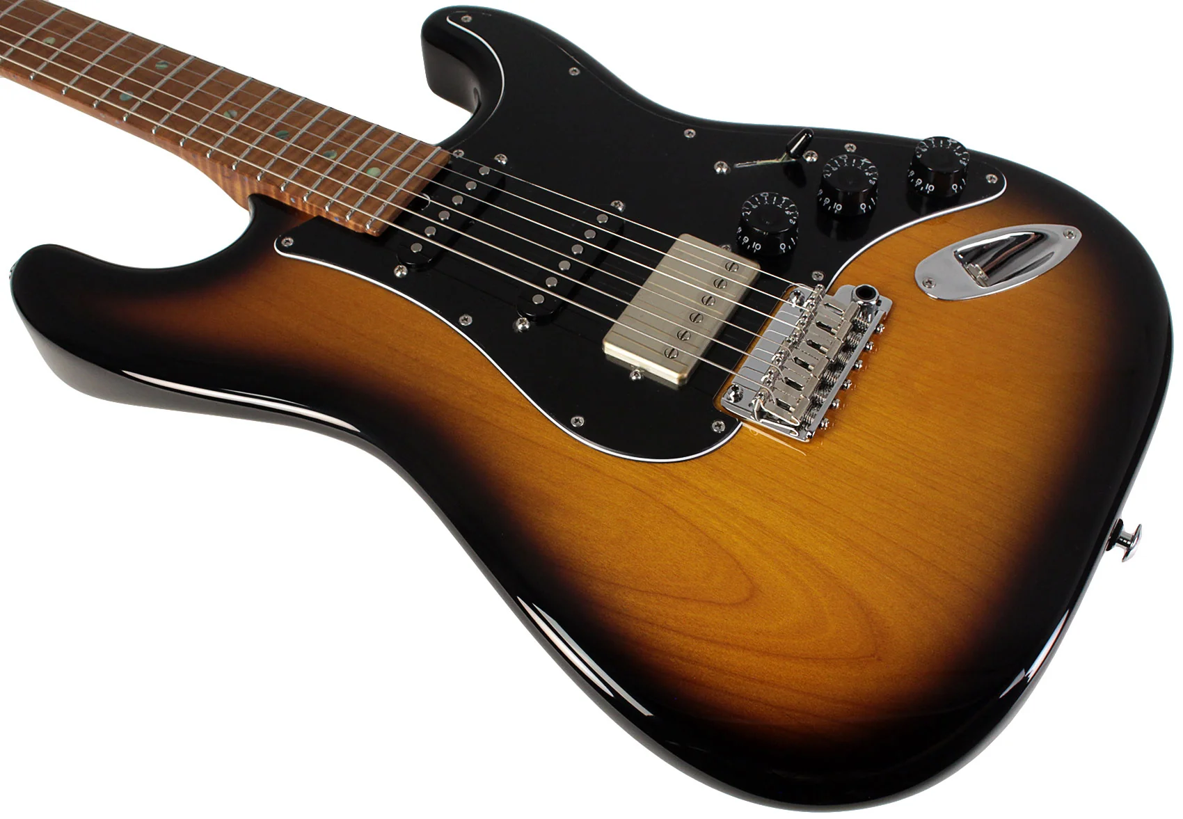 Suhr Select Classic S HSS Guitar, Roasted Flamed Neck, 2-Tone Burst, Black PG, Maple - Image 4
