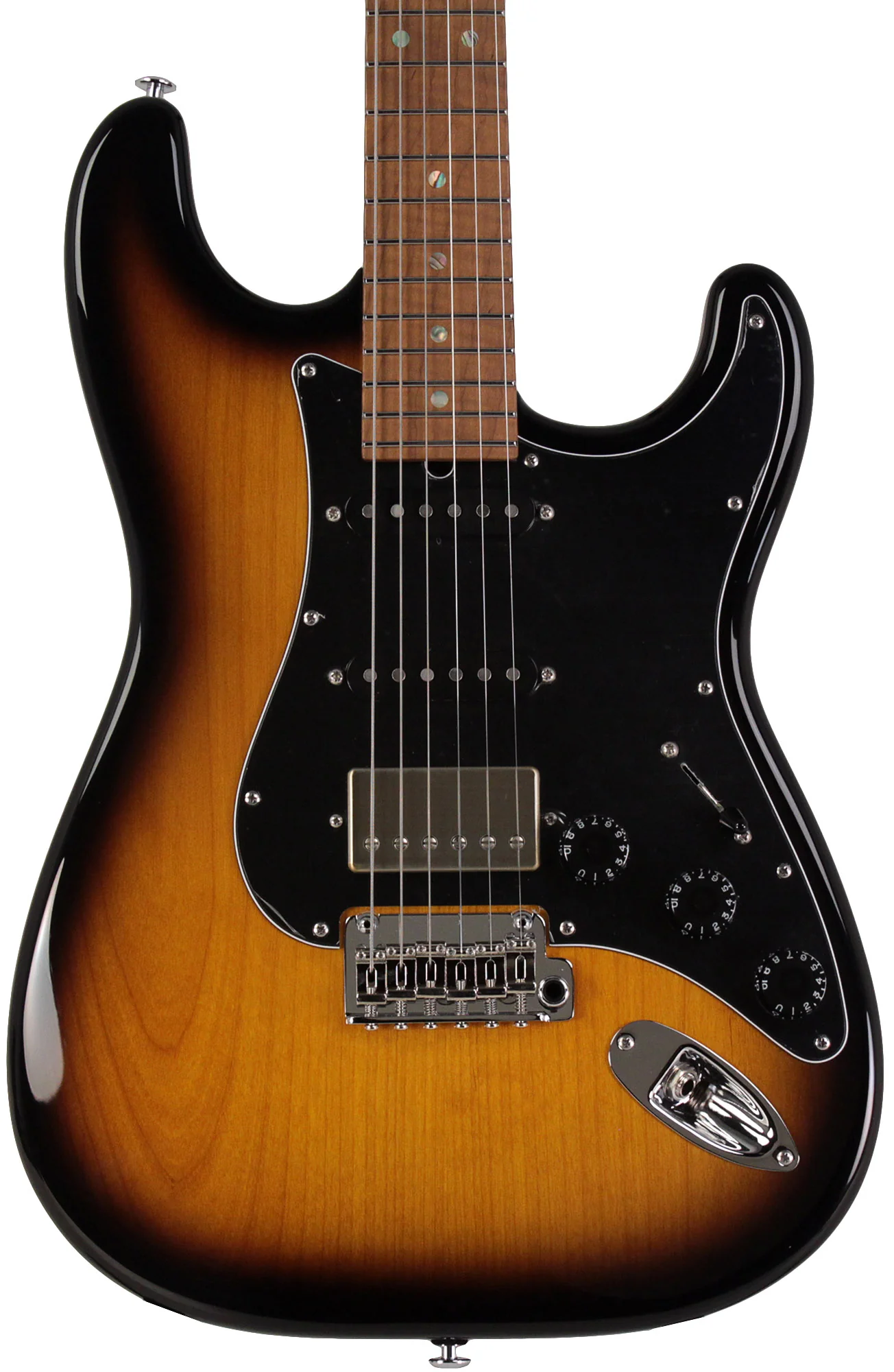 Suhr Select Classic S HSS Guitar, Roasted Flamed Neck, 2-Tone Burst, Black PG, Maple - Image 5
