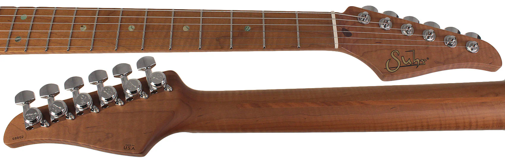 Suhr Select Classic S HSS Guitar, Roasted Flamed Neck, 2-Tone Burst, Black PG, Maple - Image 9