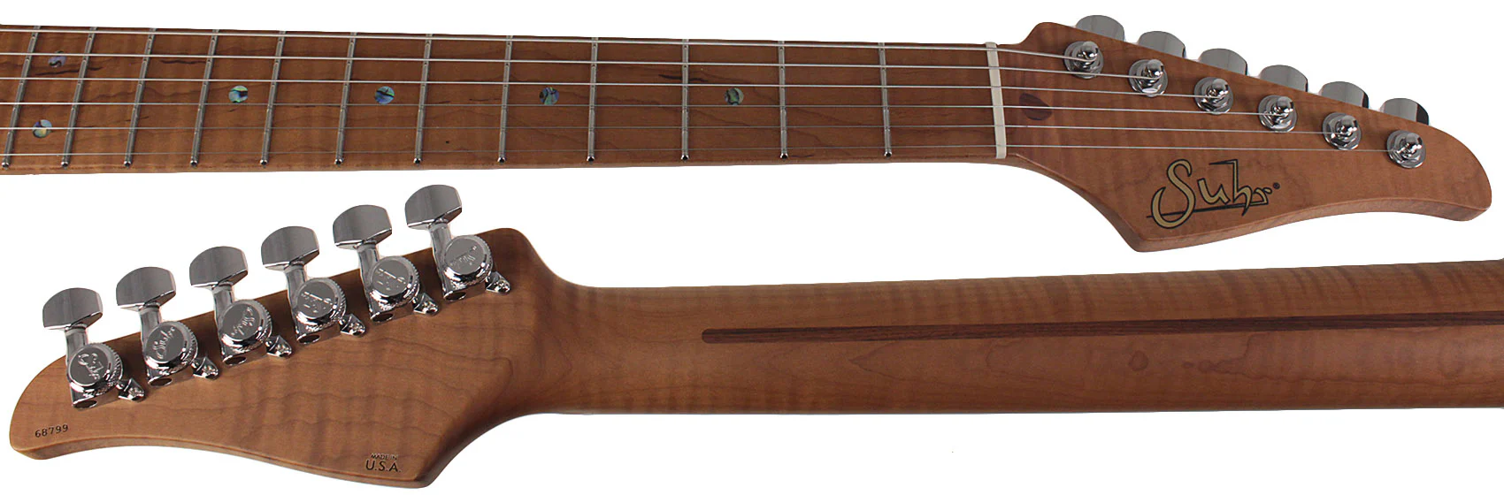 Suhr Select Classic S HSS Guitar, Roasted Flamed Neck, 3 Tone Burst, Maple - Image 8