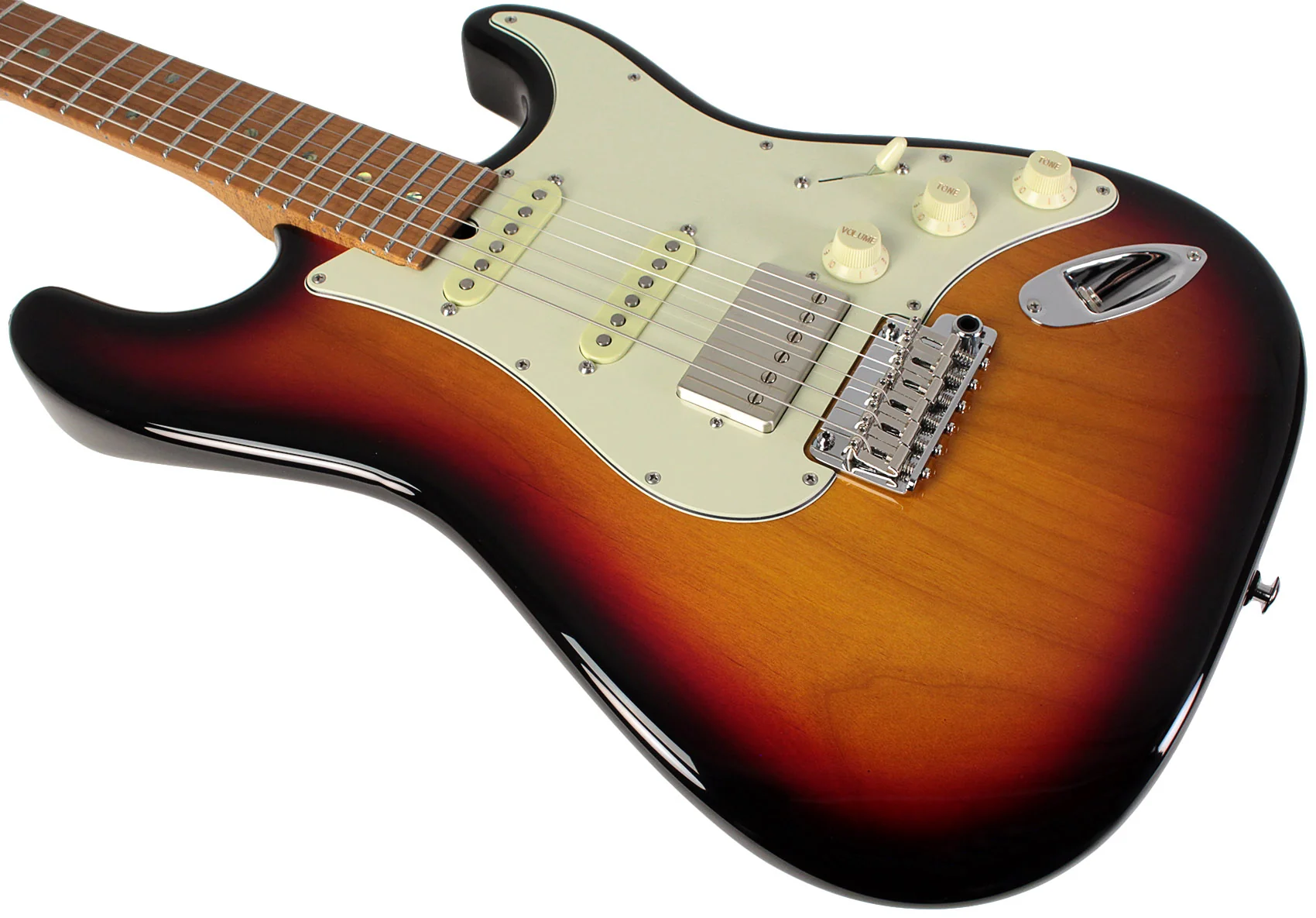Suhr Select Classic S HSS Guitar, Roasted Flamed Neck, 3-Tone Burst, Maple - Image 4