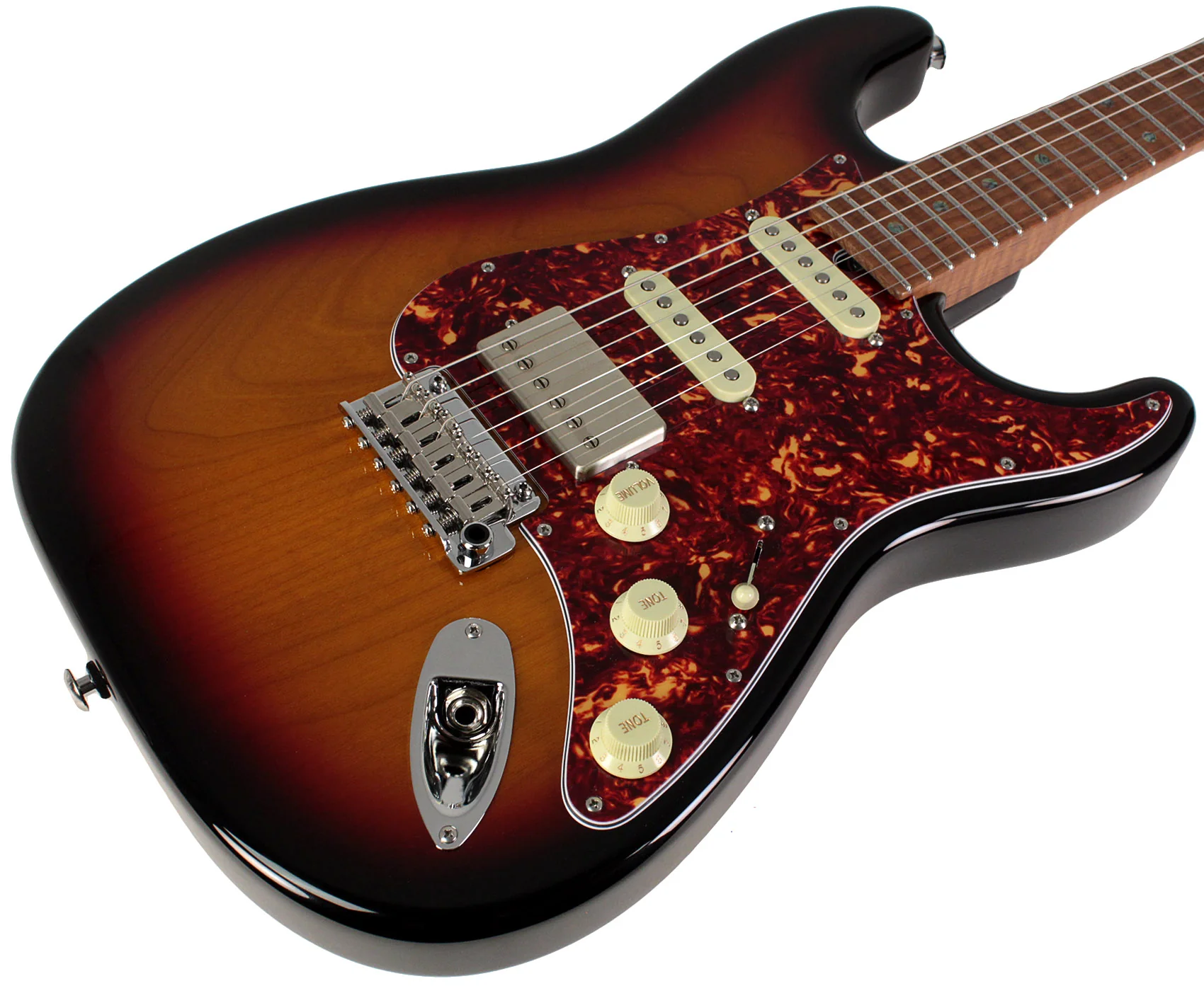 Suhr Select Classic S HSS Guitar, Roasted Flamed Neck, 3 Tone Burst, Maple - Image 2