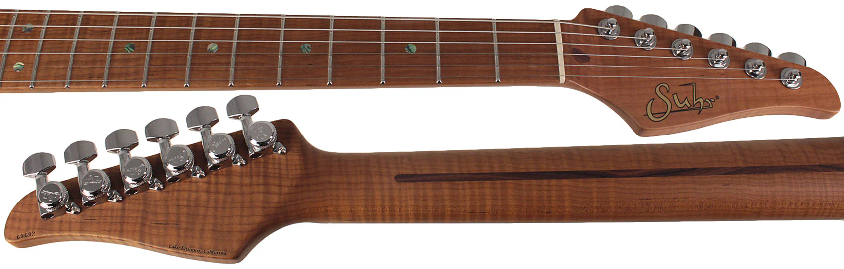 Suhr Select Classic S HSS Guitar, Roasted Flamed Neck, 3 Tone Burst, Maple - Image 8