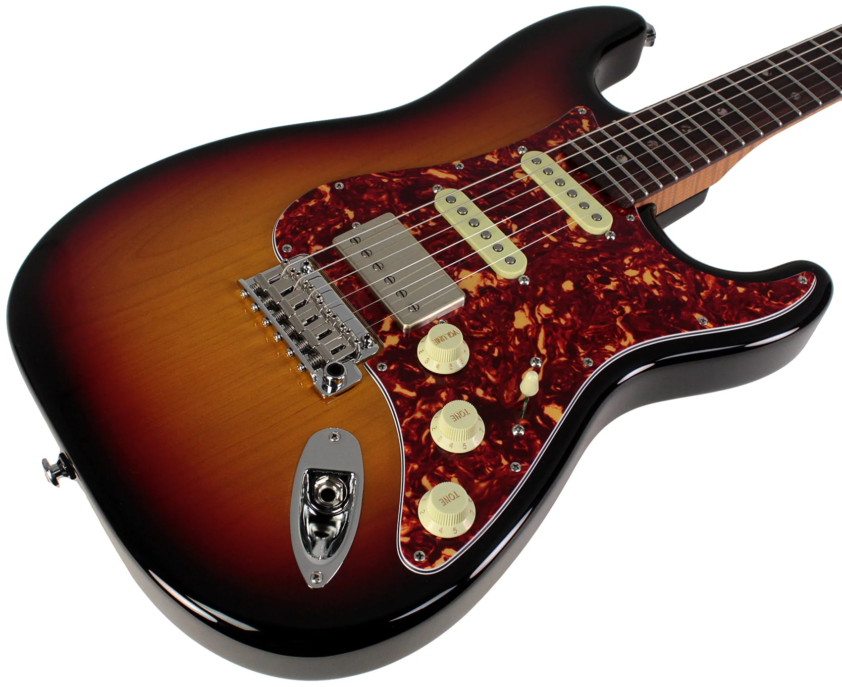 Suhr Select Classic S HSS Guitar, Roasted Flamed Neck, 3-Tone Burst, Rosewood - Image 2