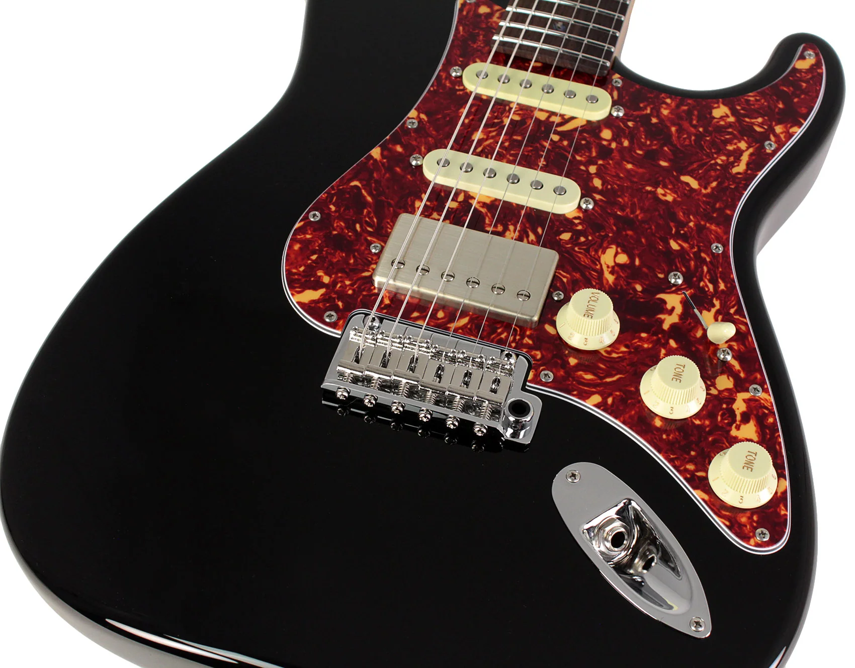 Suhr Select Classic S HSS Guitar, Roasted Flamed Neck, Black, Rosewood - Image 3