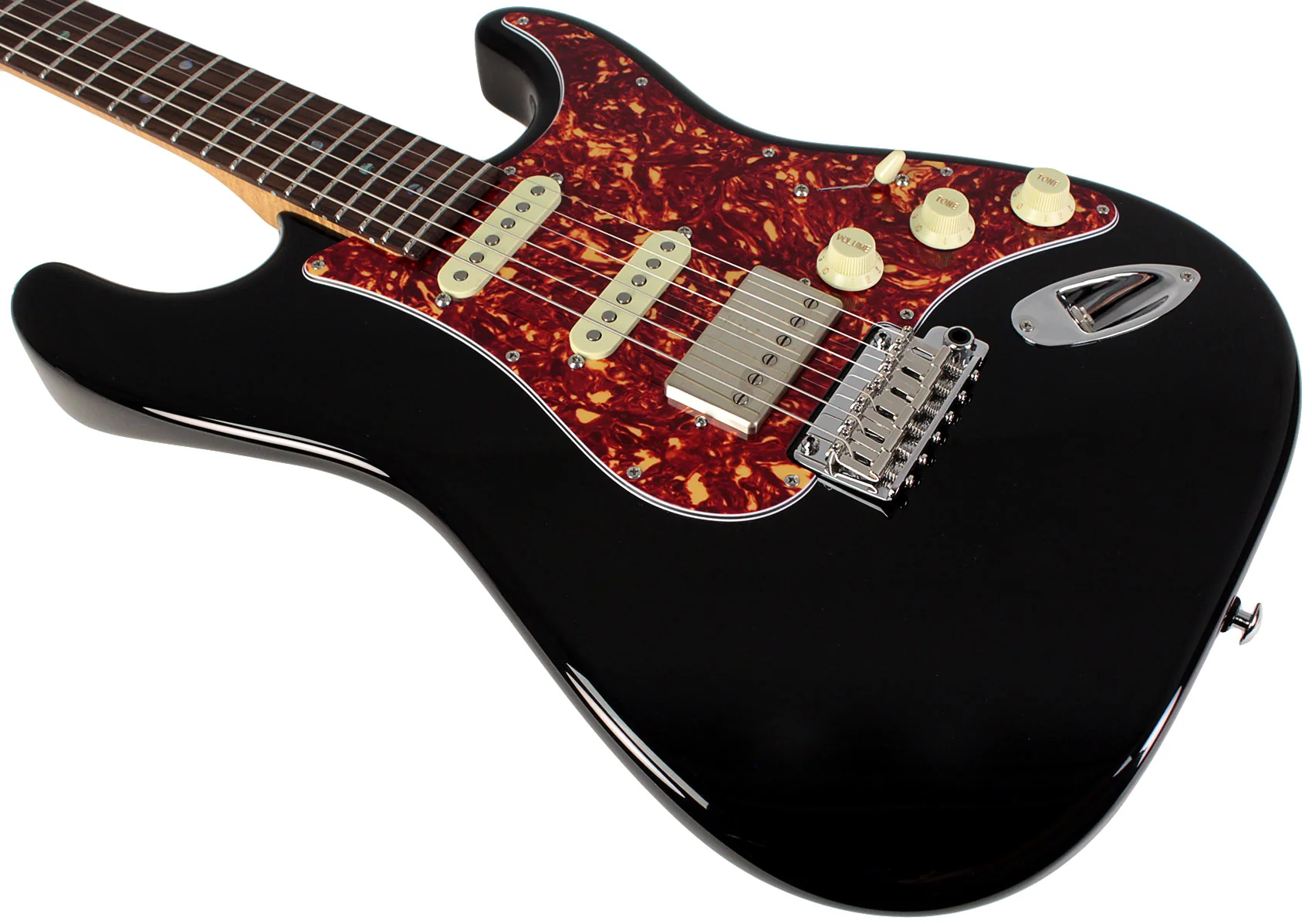 Suhr Select Classic S HSS Guitar, Roasted Flamed Neck, Black, Rosewood - Image 4