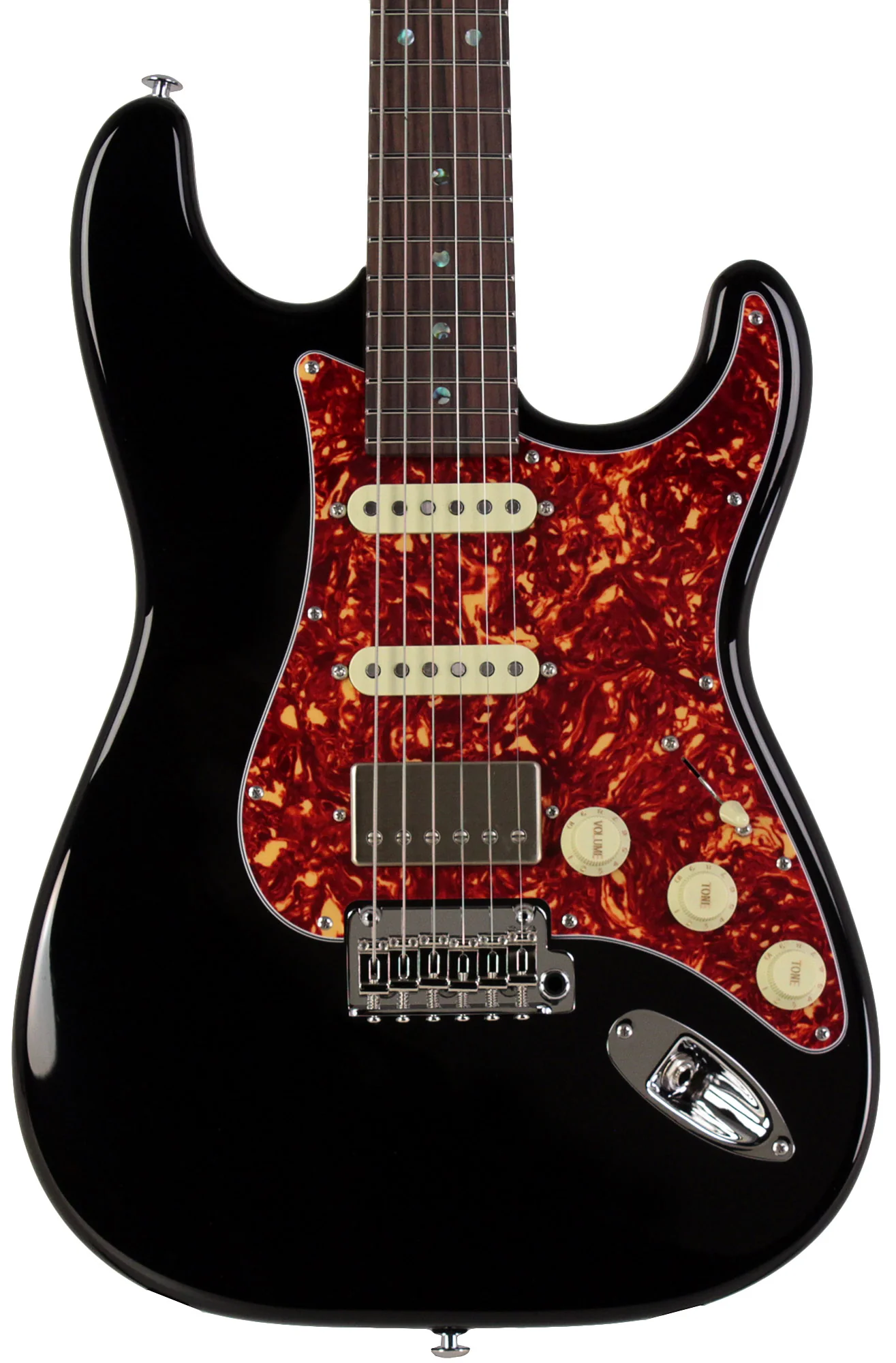 Suhr Select Classic S HSS Guitar, Roasted Flamed Neck, Black, Rosewood - Image 6