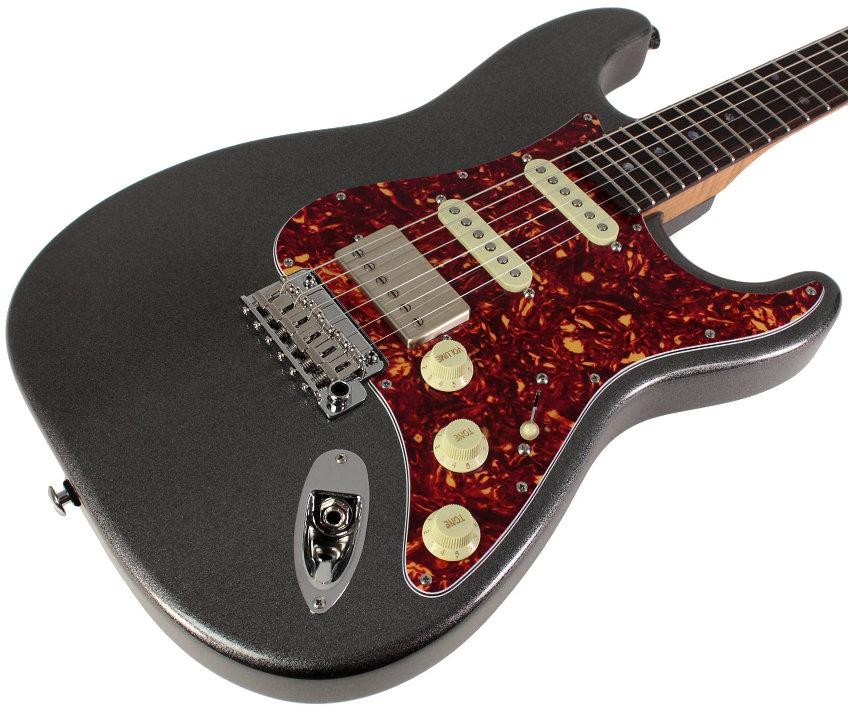 Suhr Select Classic S HSS Guitar, Roasted Flamed Neck, Charcoal Frost Metallic, Rosewood - Image 2