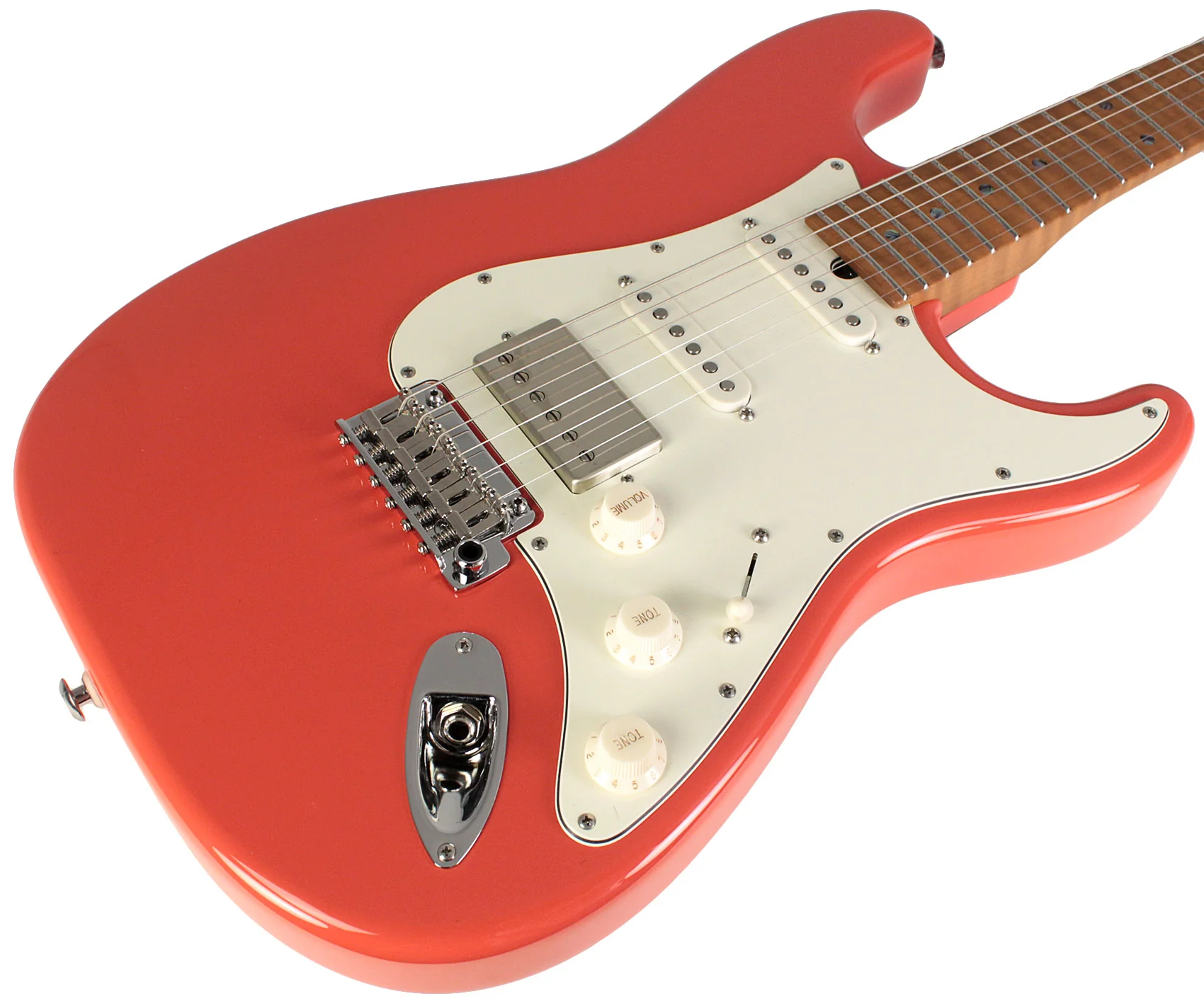 Suhr Select Classic S HSS Guitar, Roasted Flamed Neck, Fiesta Red, Maple - Image 2
