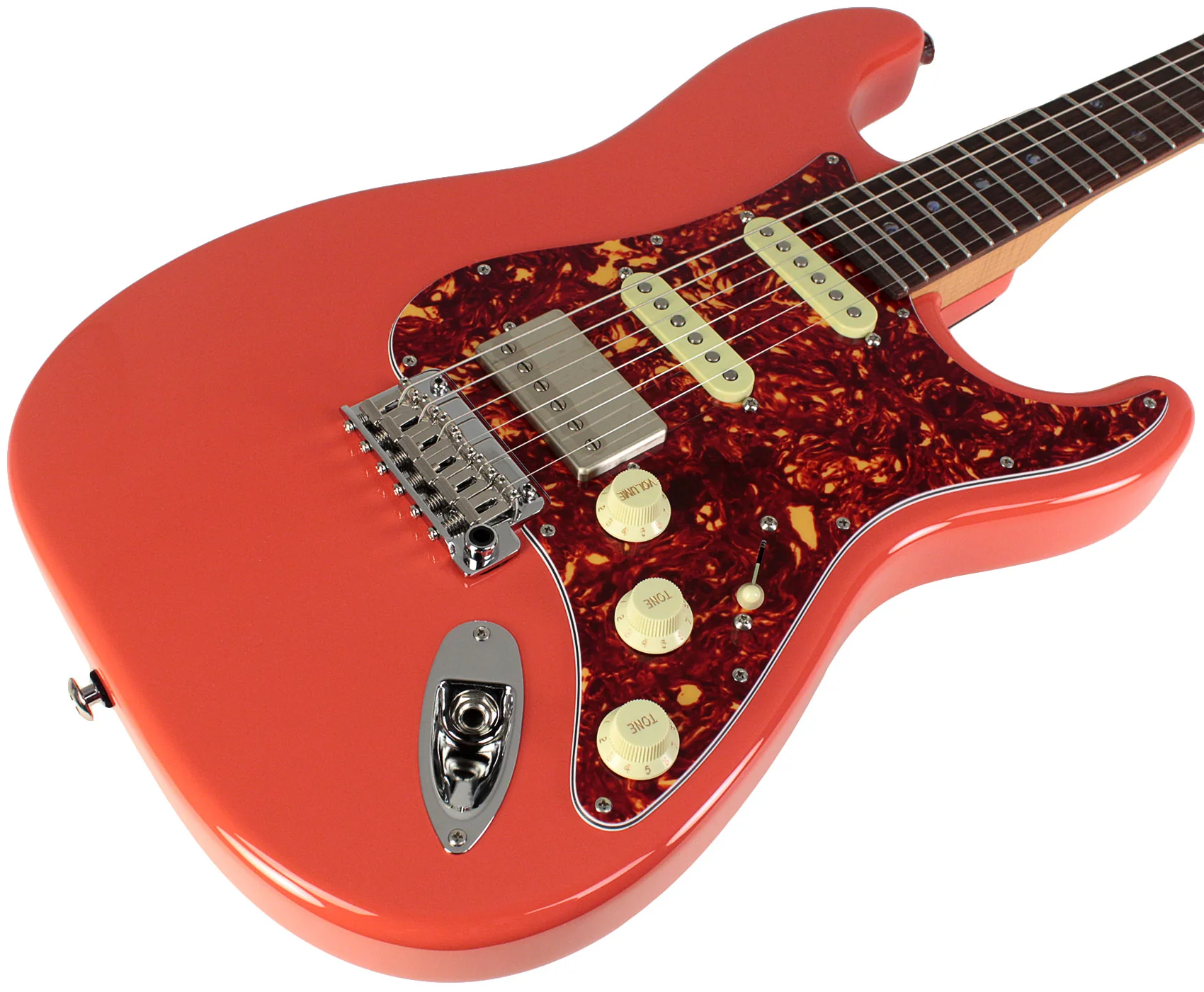 Suhr Select Classic S HSS Guitar, Roasted Flamed Neck, Fiesta Red, Rosewood - Image 2