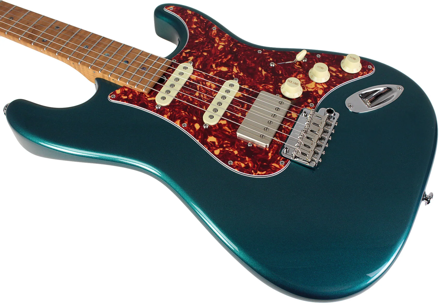 Suhr Select Classic S HSS Guitar, Roasted Flamed Neck, Ocean Turquoise, Maple - Image 4