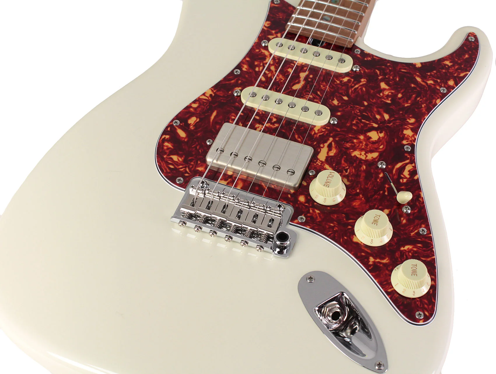 Suhr Select Classic S HSS Guitar, Roasted Flamed Neck, Olympic White, Maple - Image 3