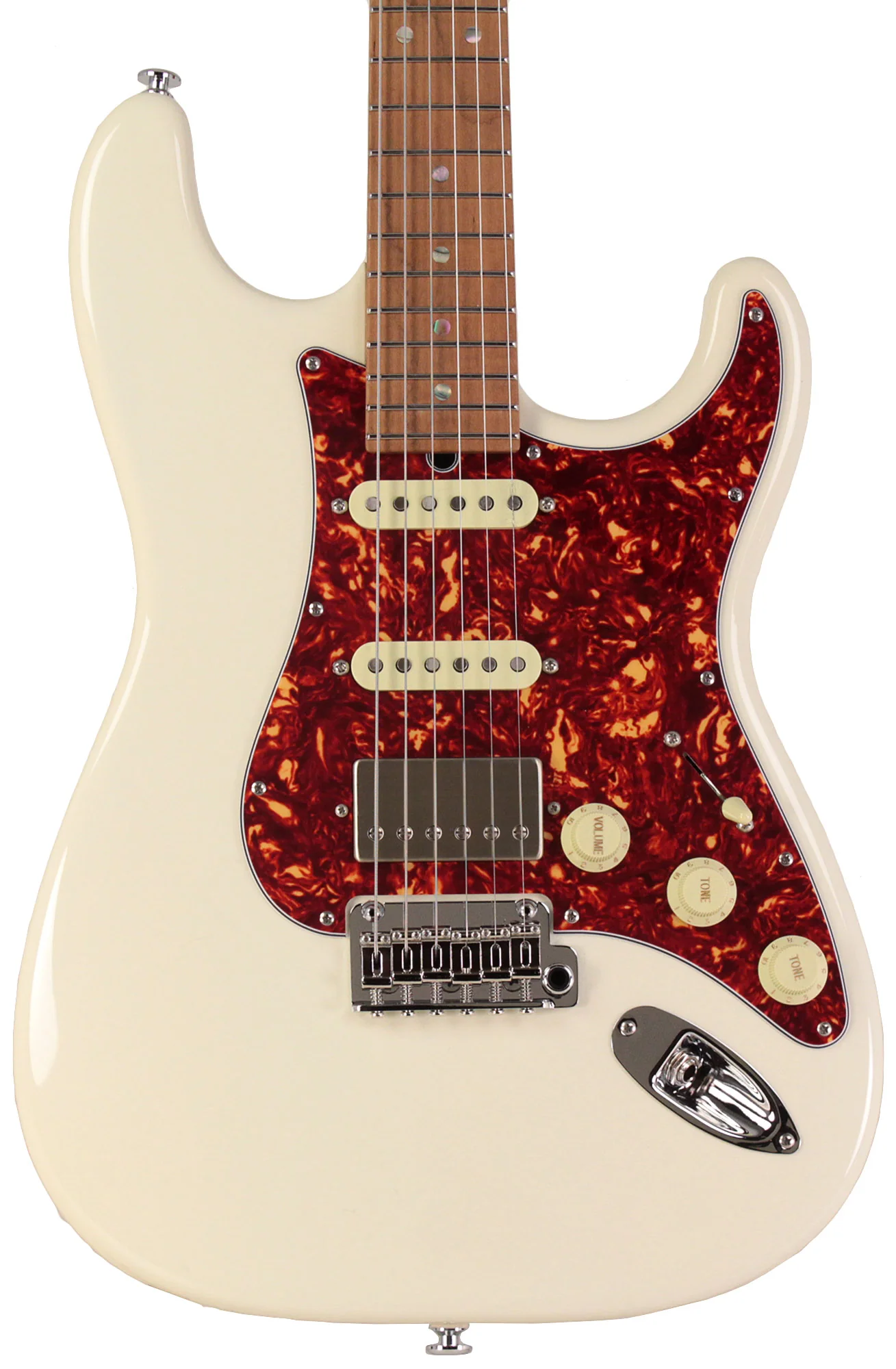 Suhr Select Classic S HSS Guitar, Roasted Flamed Neck, Olympic White, Maple - Image 7