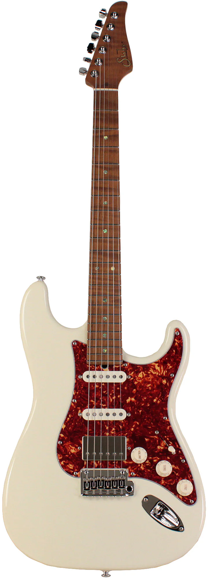 Suhr Select Classic S HSS Guitar, Roasted Flamed Neck, Olympic White, Maple