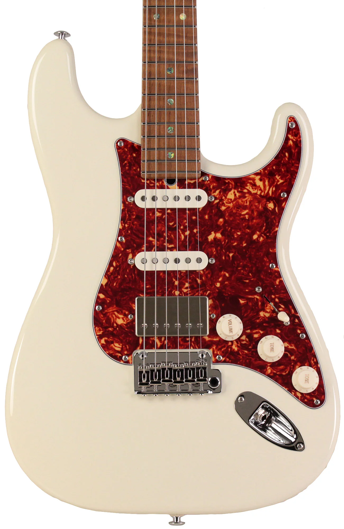Suhr Select Classic S HSS Guitar, Roasted Flamed Neck, Olympic White, Maple - Image 6