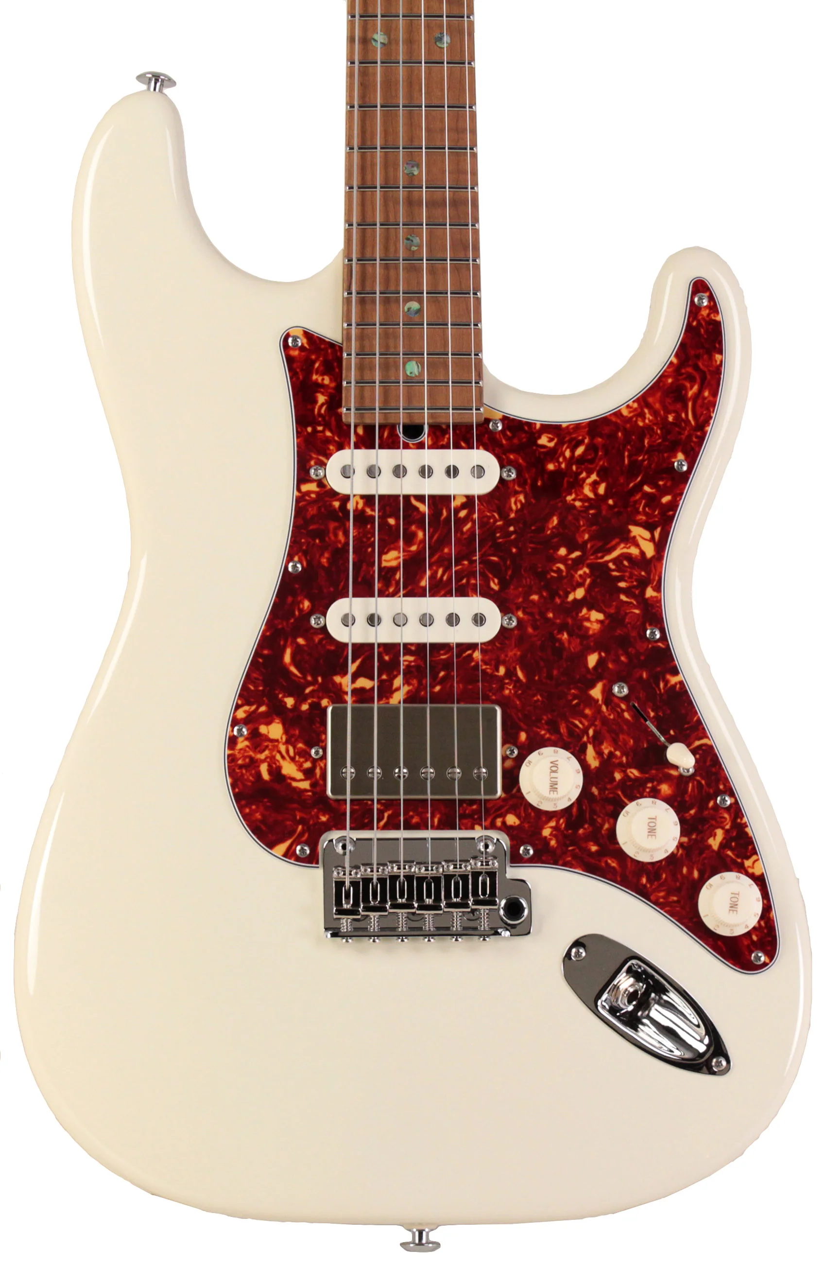 Suhr Select Classic S HSS Guitar, Roasted Flamed Neck, Olympic White, Maple - Image 6