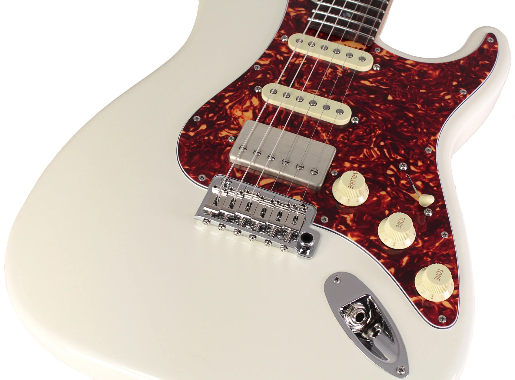 Suhr Select Classic S HSS Guitar, Roasted Flamed Neck, Olympic White, Rosewood - Image 3