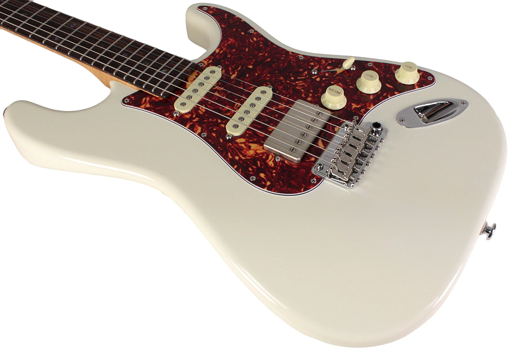 Suhr Select Classic S HSS Guitar, Roasted Flamed Neck, Olympic White, Rosewood - Image 4