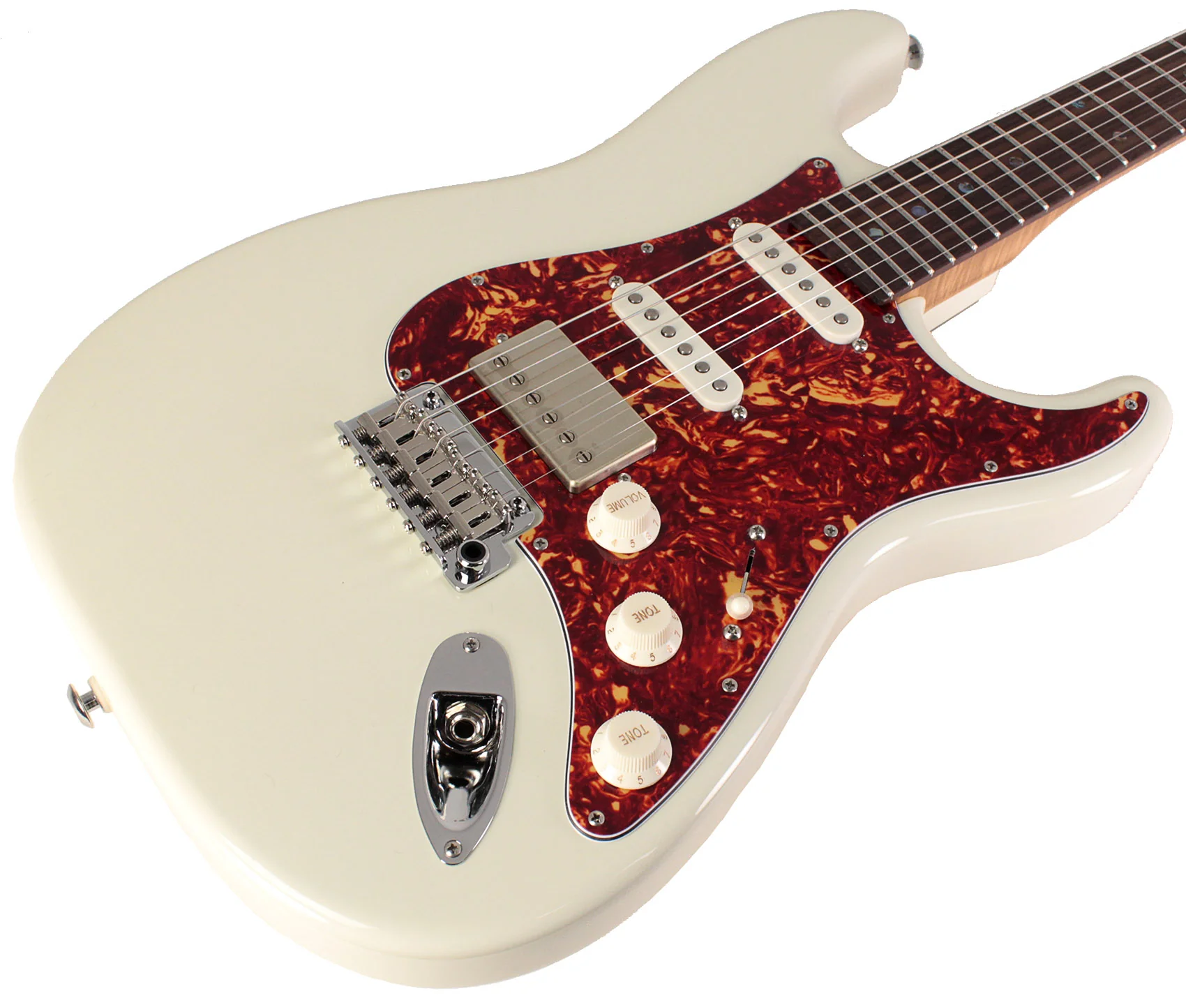 Suhr Select Classic S HSS Guitar, Roasted Flamed Neck, Olympic White, Rosewood - Image 2