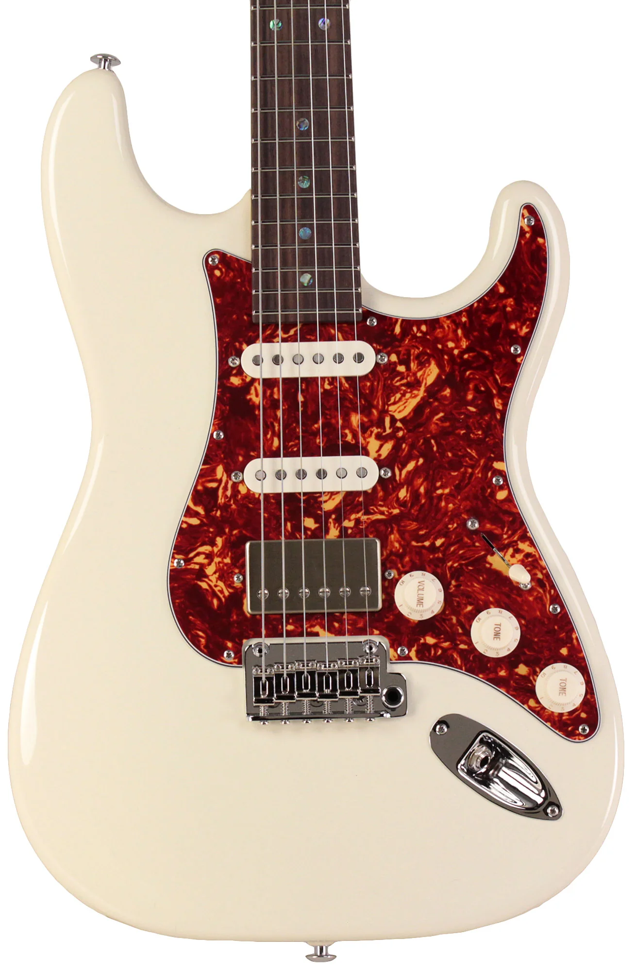 Suhr Select Classic S HSS Guitar, Roasted Flamed Neck, Olympic White, Rosewood - Image 6
