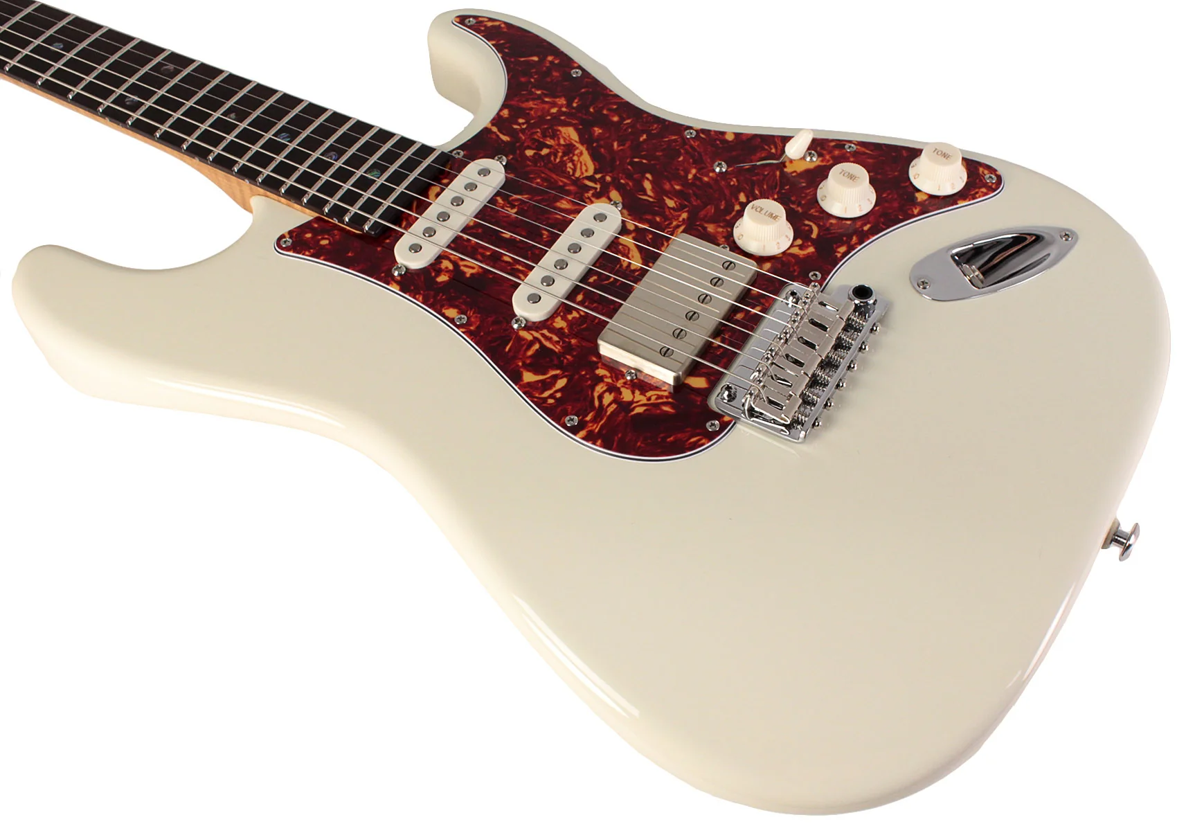 Suhr Select Classic S HSS Guitar, Roasted Flamed Neck, Olympic White, Rosewood - Image 4