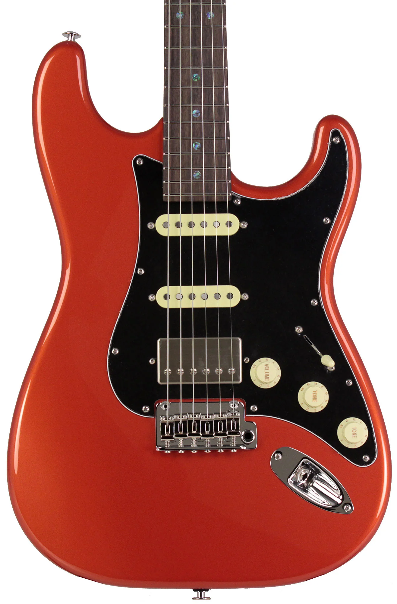 Suhr Select Classic S HSS Guitar, Roasted Flamed Neck, Orange Crush Metallic, Rosewood - Image 5