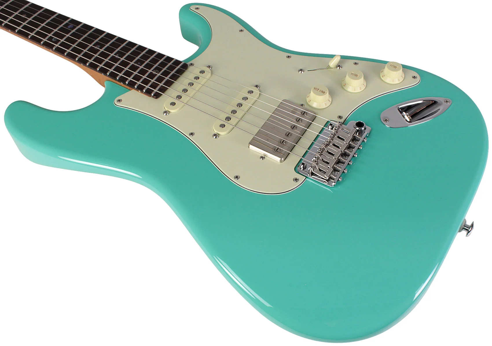 Suhr Select Classic S HSS Guitar, Roasted Flamed Neck, Seafoam Green, Maple - Image 4