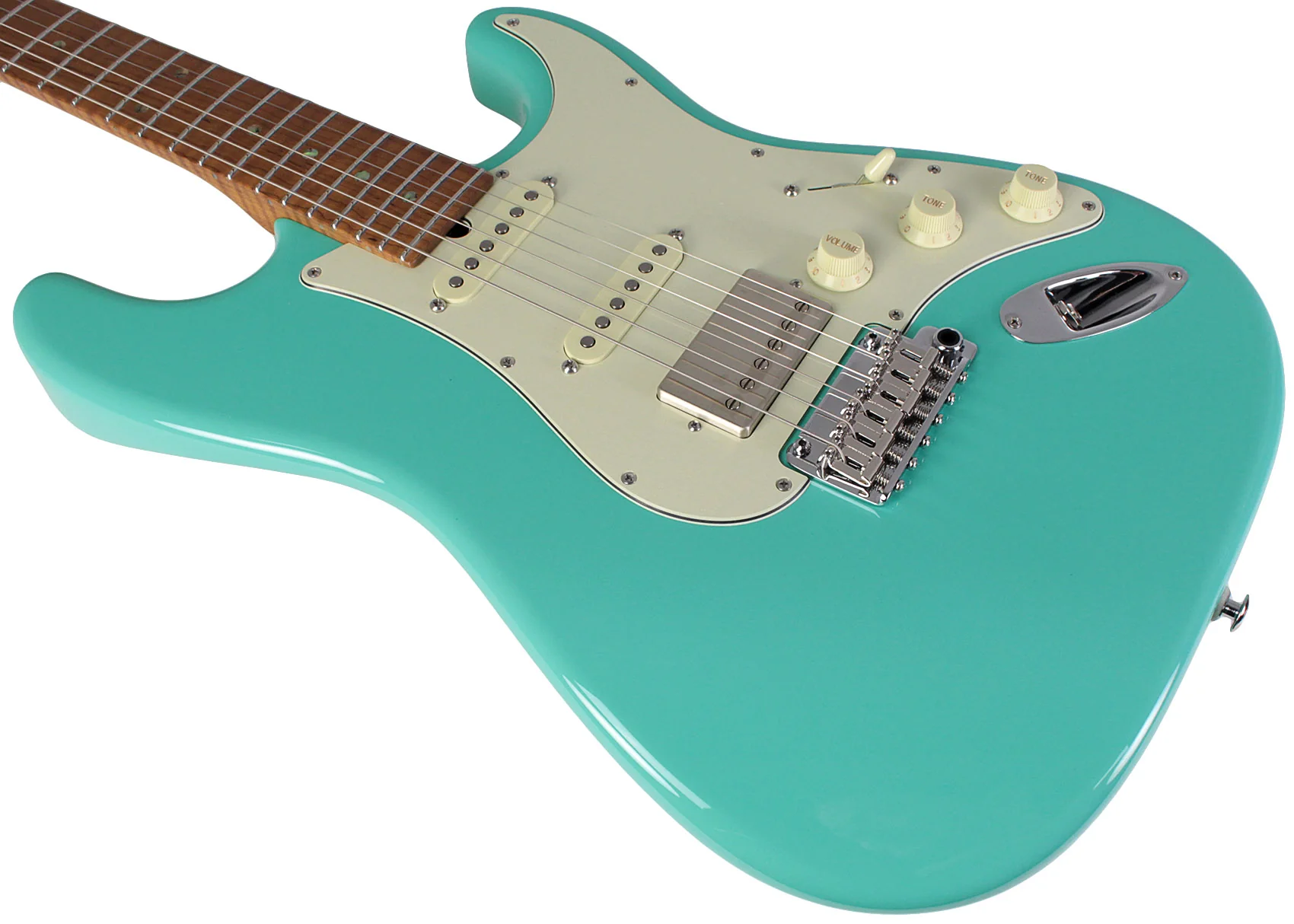 Suhr Select Classic S HSS Guitar, Roasted Flamed Neck, Seafoam Green, Maple - Image 4