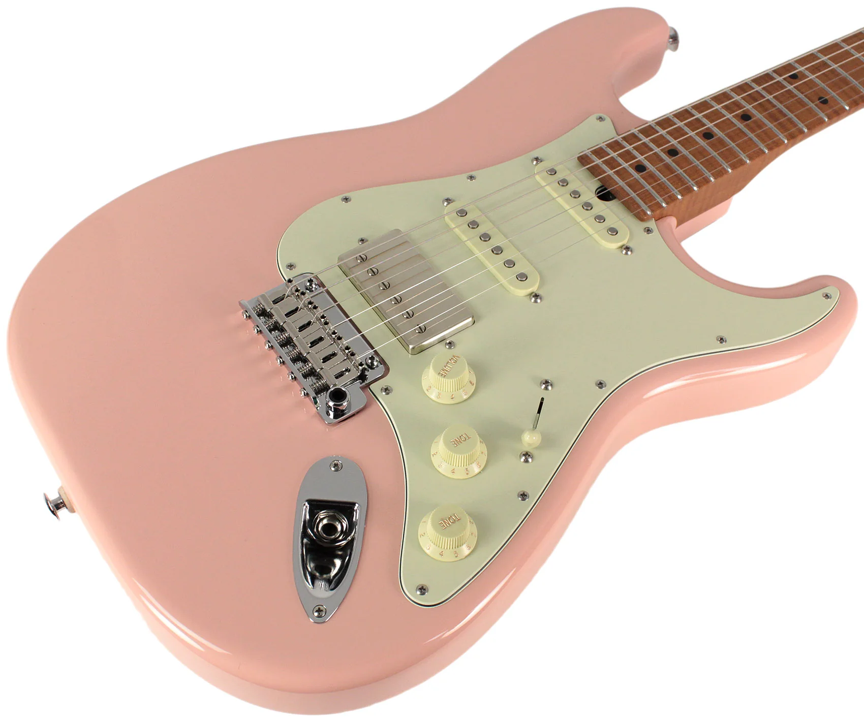 Suhr Select Classic S HSS Guitar, Roasted Flamed Neck, Shell Pink, Maple - Image 2