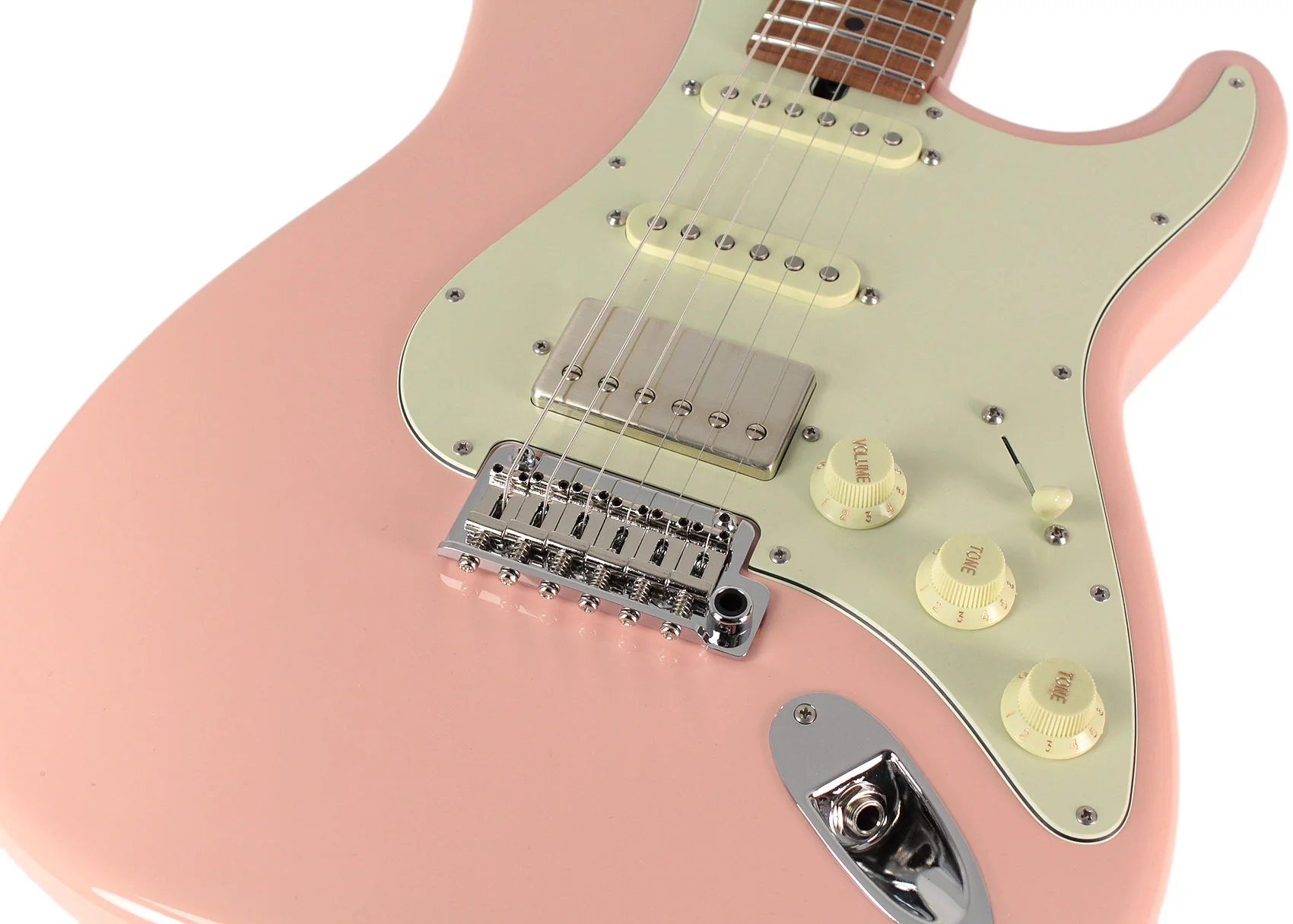 Suhr Select Classic S HSS Guitar, Roasted Flamed Neck, Shell Pink, Maple - Image 3