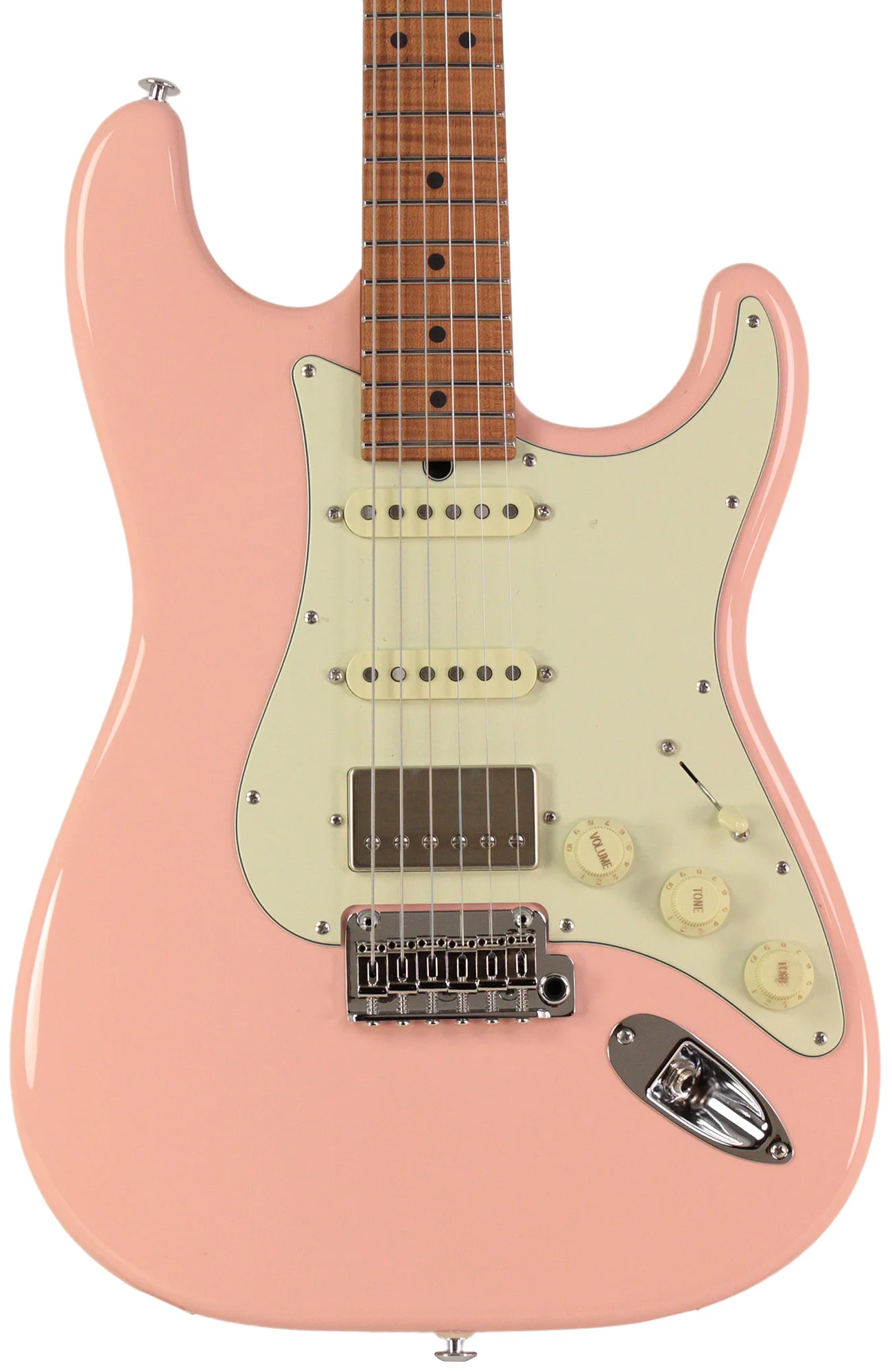 Suhr Select Classic S HSS Guitar, Roasted Flamed Neck, Shell Pink, Maple - Image 6