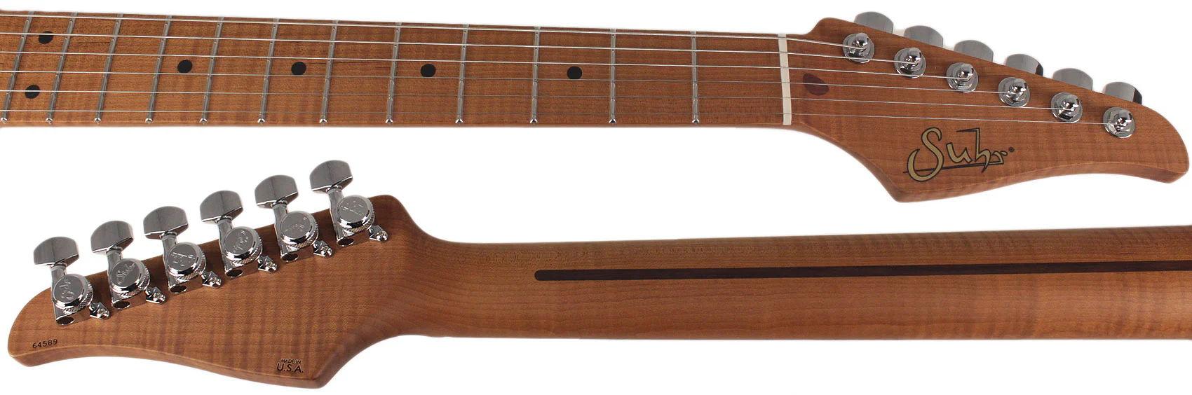 Suhr Select Classic S HSS Guitar, Roasted Flamed Neck, Shell Pink, Maple - Image 8