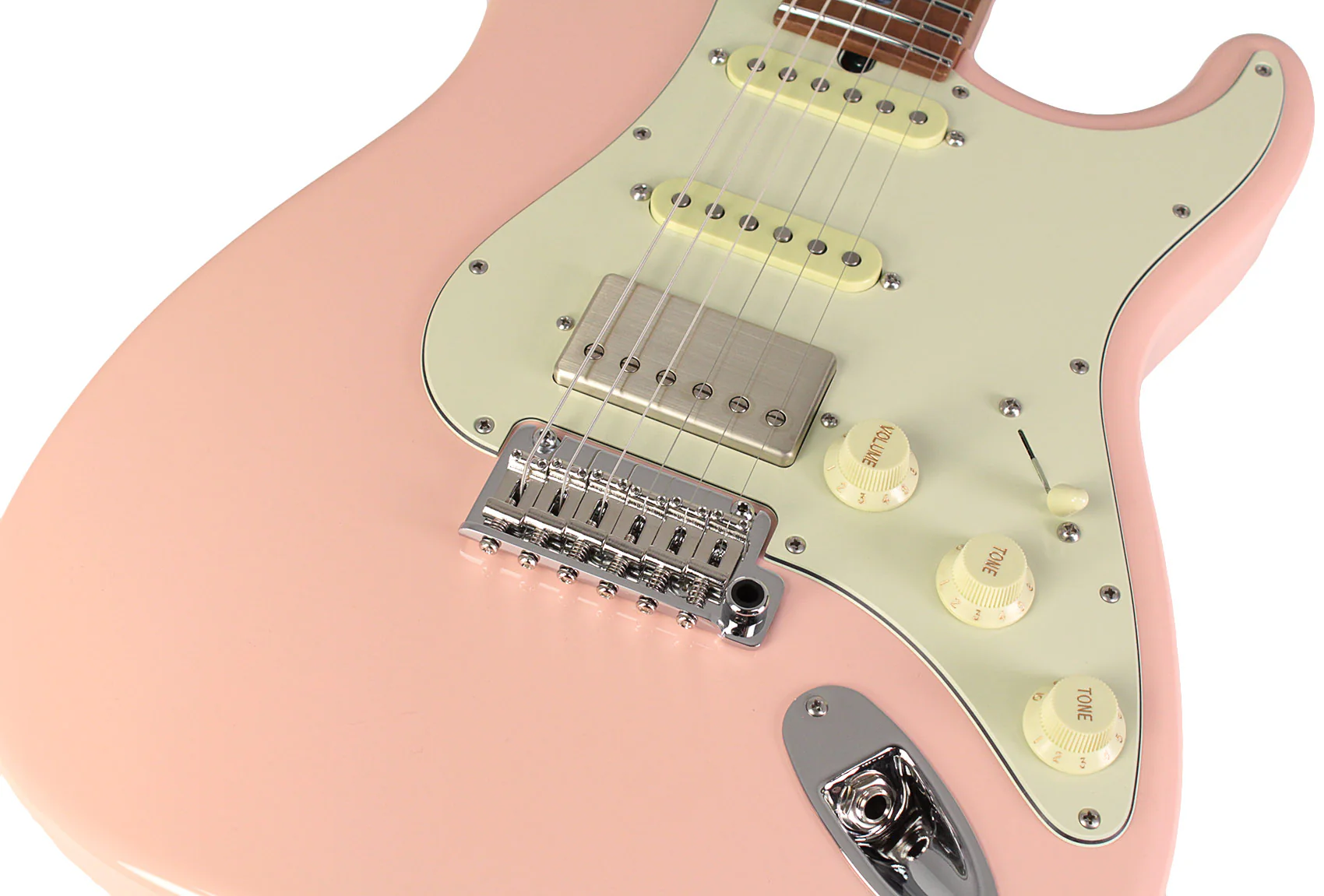 Suhr Select Classic S HSS Guitar, Roasted Flamed Neck, Shell Pink, Maple - Image 3
