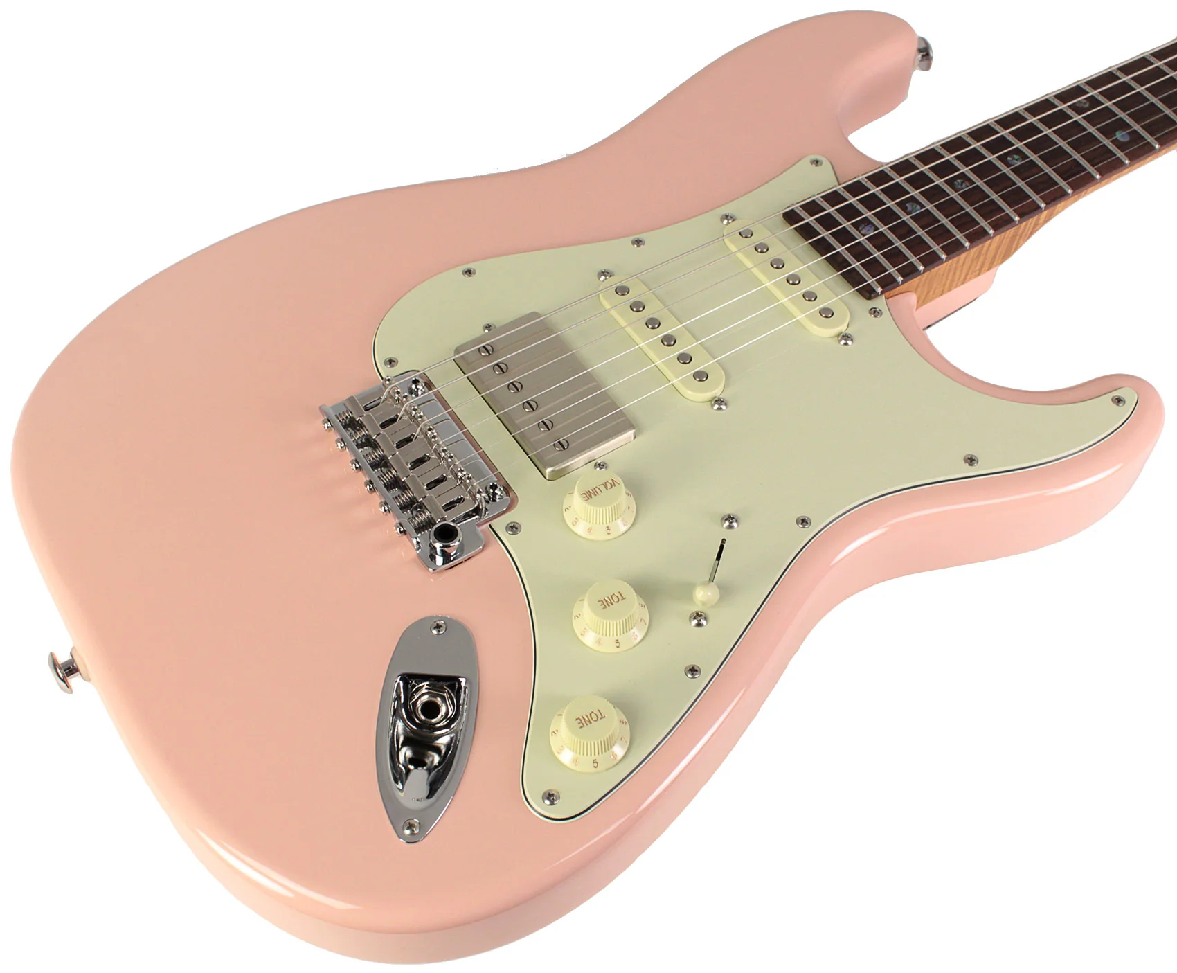 Suhr Select Classic S HSS Guitar, Roasted Flamed Neck, Shell Pink, Rosewood - Image 2