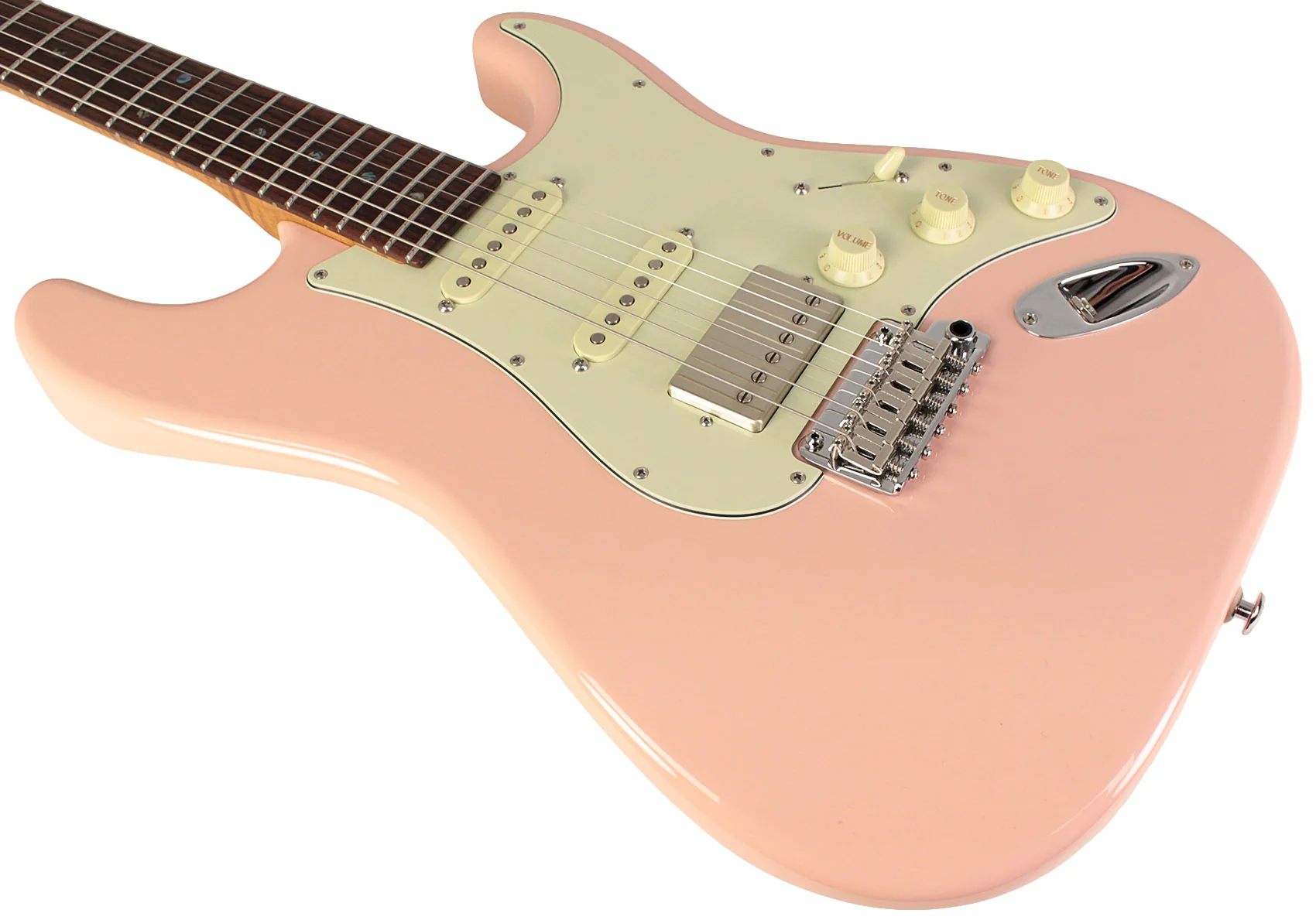 Suhr Select Classic S HSS Guitar, Roasted Flamed Neck, Shell Pink, Rosewood - Image 4