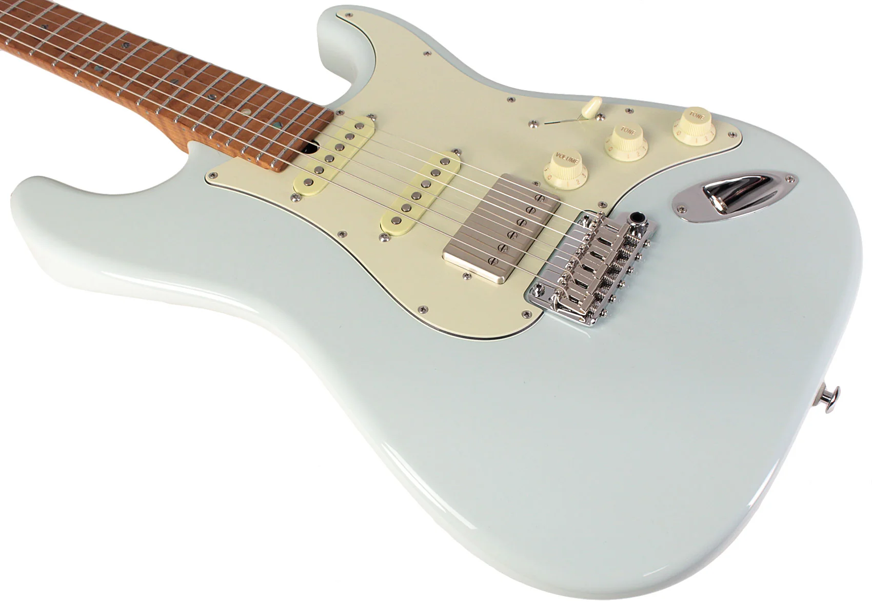Suhr Select Classic S HSS Guitar, Roasted Flamed Neck, Sonic Blue, Maple - Image 4