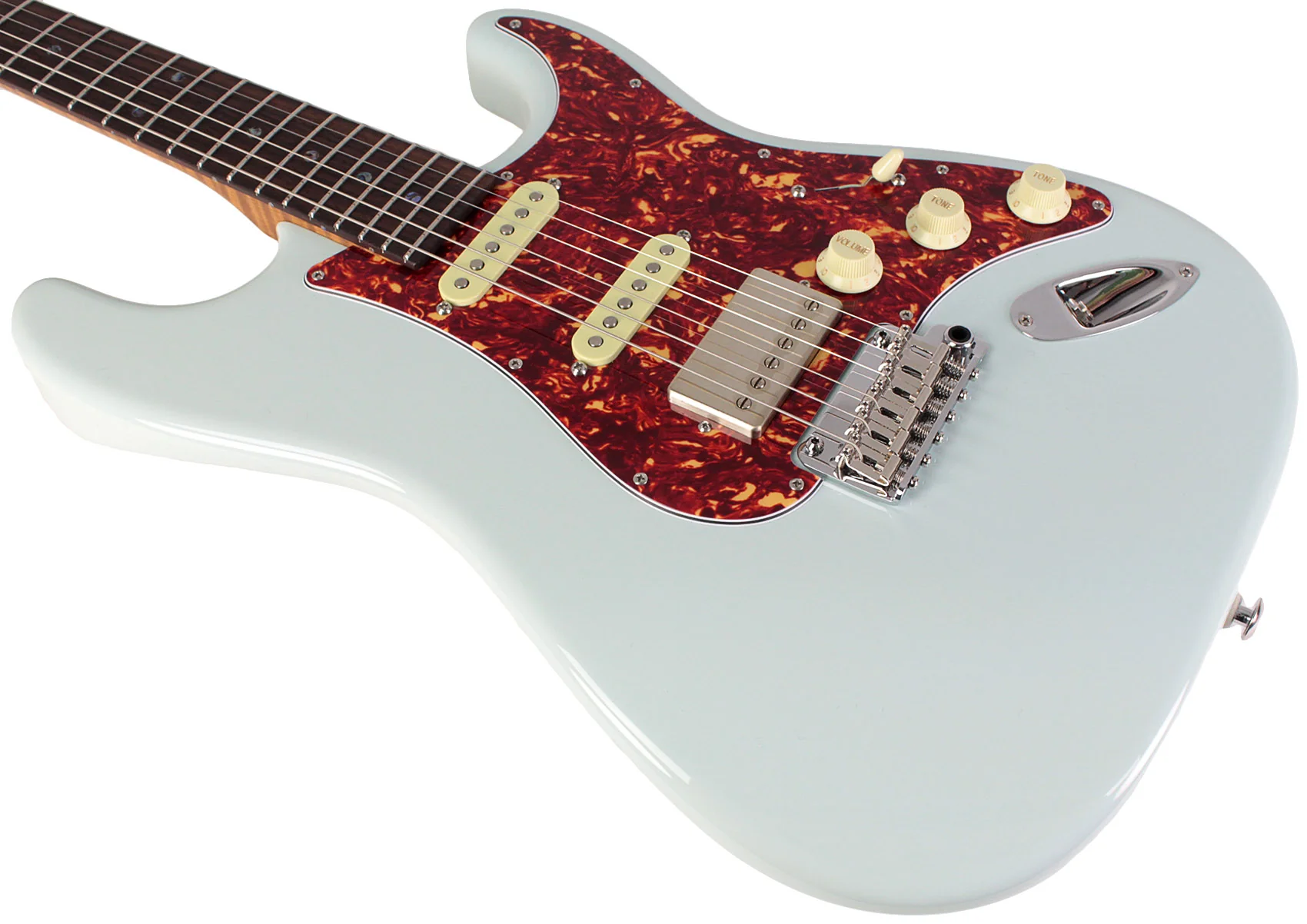 Suhr Select Classic S HSS Guitar, Roasted Flamed Neck, Sonic Blue, Rosewood - Image 4