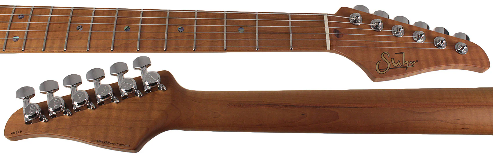 Suhr Select Classic S HSS Guitar, Roasted Flamed Neck, Surf Green, Maple - Image 8