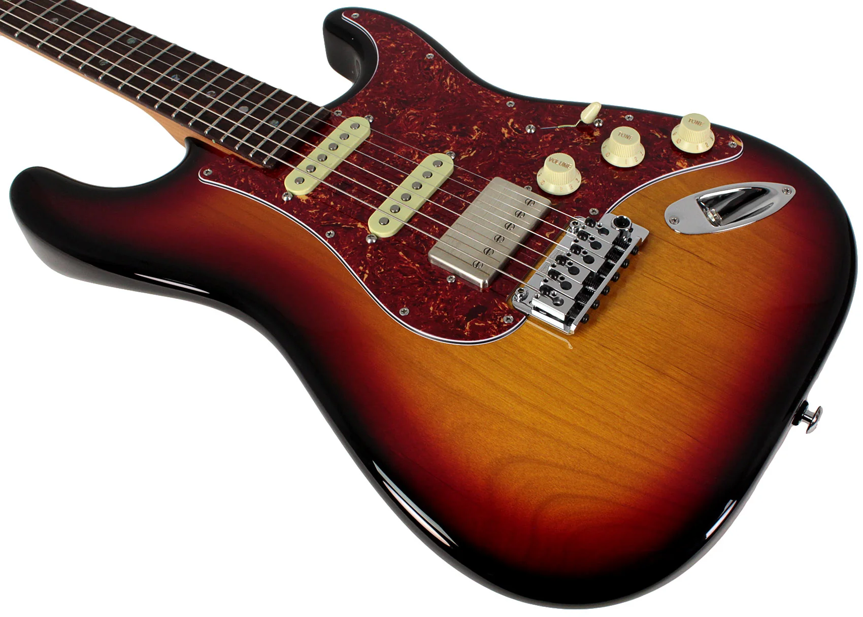 Suhr Select Classic S HSS Guitar, Roasted Neck, 3-Tone Burst, Tortoise Shell - Image 4